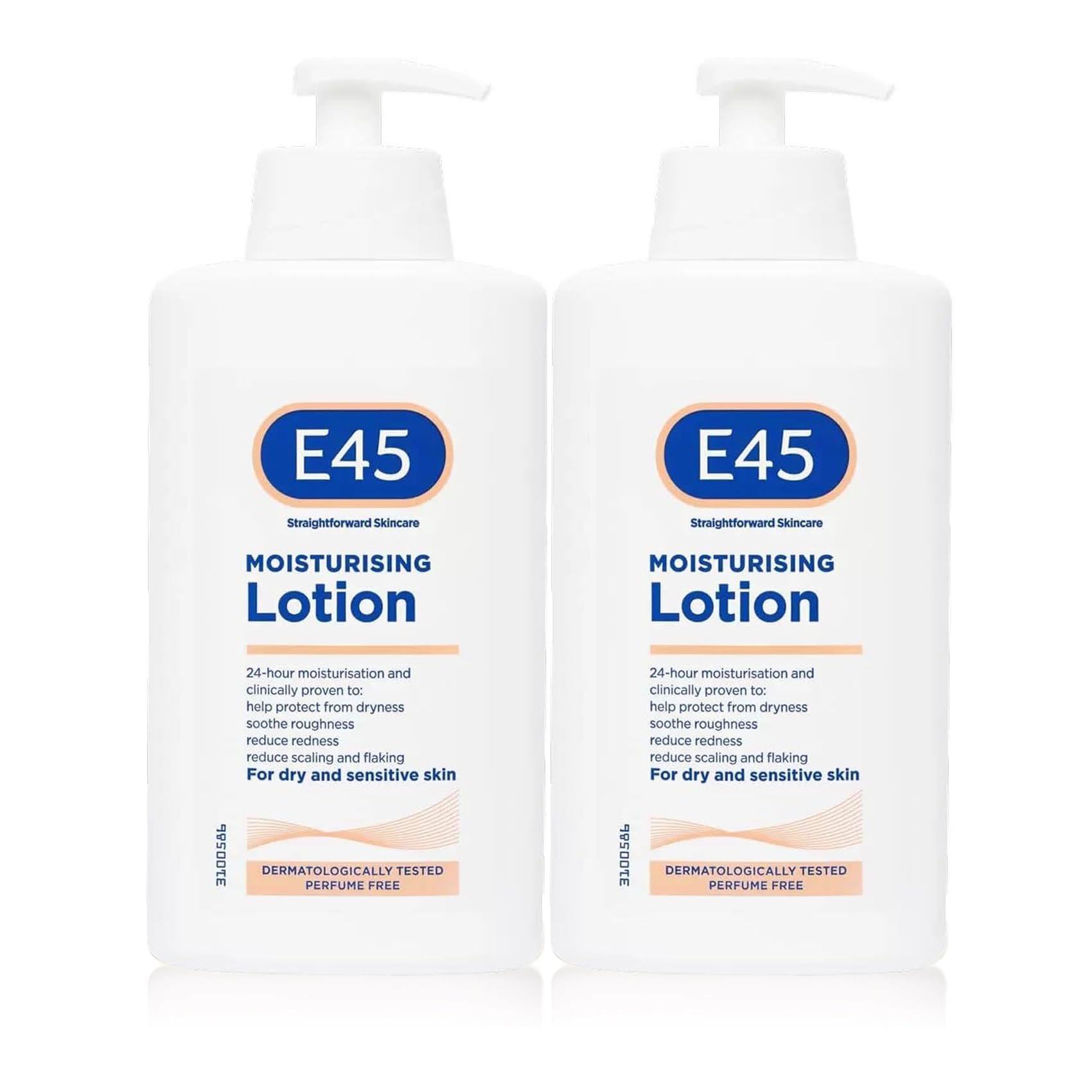 E45 Dermatological Moisturizing Lotion for Dry & Sensitive Skin - 16.9 Fl Oz (Pack of 2) - Fragrance-Free Hydrating Body Cream for Eczema, Psoriasis & Dermatitis Relief - Perfect for Daily Skincare Routine & Winter Skin Care
