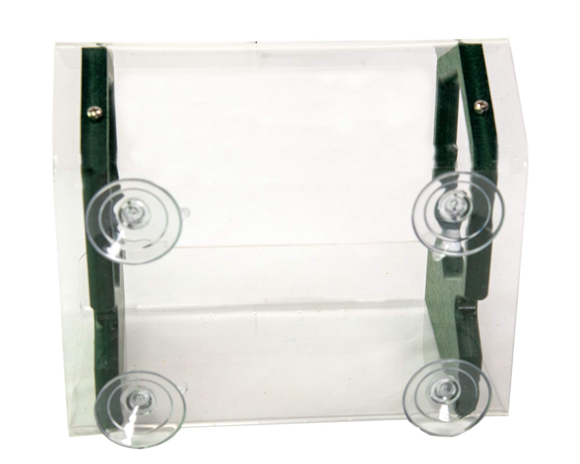 JC's Wildlife Geometric Diner 9 Window Bird Feeder - Easy to Clean & Fill, 3 Cups Seed Capacity - Clear Acrylic with Strong Suction Cups (Green) - Perfect for Bird Watching at Home, Office or Garden Windows