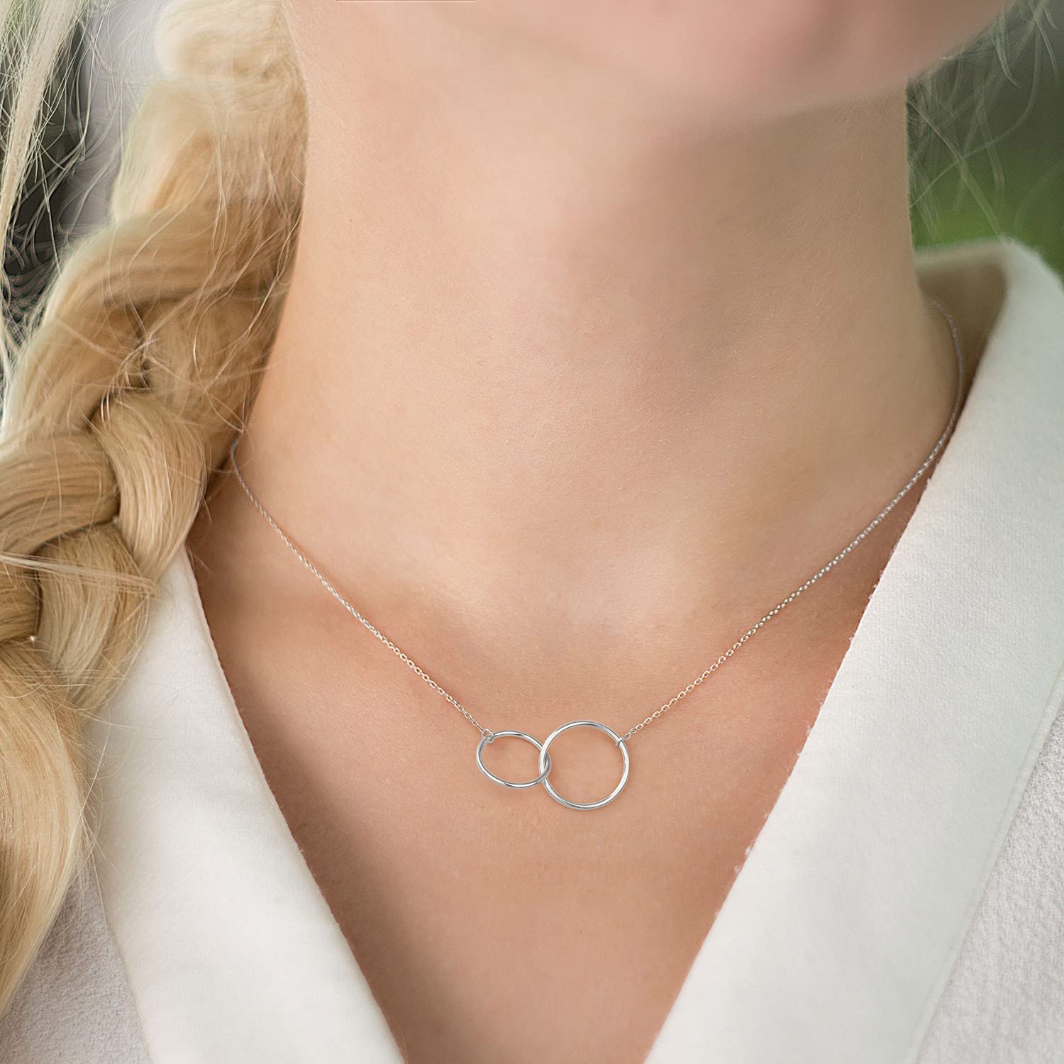 925 Sterling Silver Two Circle Necklace for Mom - Mother Daughter Matching Jewelry Set, Birthday Gift for Mother in Law, Grandma & Women | Perfect for Mother's Day, Anniversary & Special Occasions