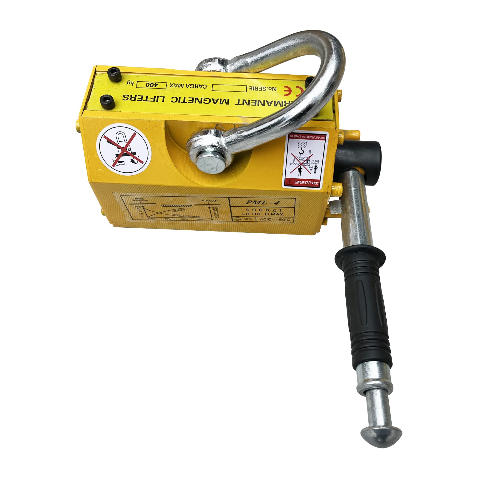 INTBUYING 880LB (400KG) Heavy Duty Steel Magnetic Lifter - Permanent Crane Hoist Lifting Magnet with Release for Shop, Block & Board Handling | Ideal for Construction, Metalworking & Industrial Material Lifting