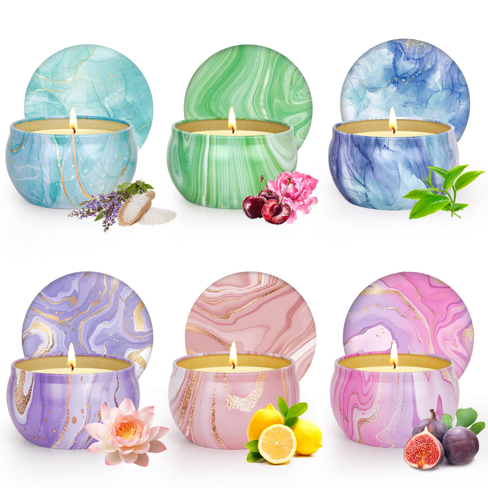 6 Pack Scented Soy Wax Candles for Women - Aromatherapy Home Fragrance Gifts Set for Christmas, Birthday, Mother's Day & Teacher Appreciation - Perfect for Relaxation, Spa Nights & Cozy Home Decor