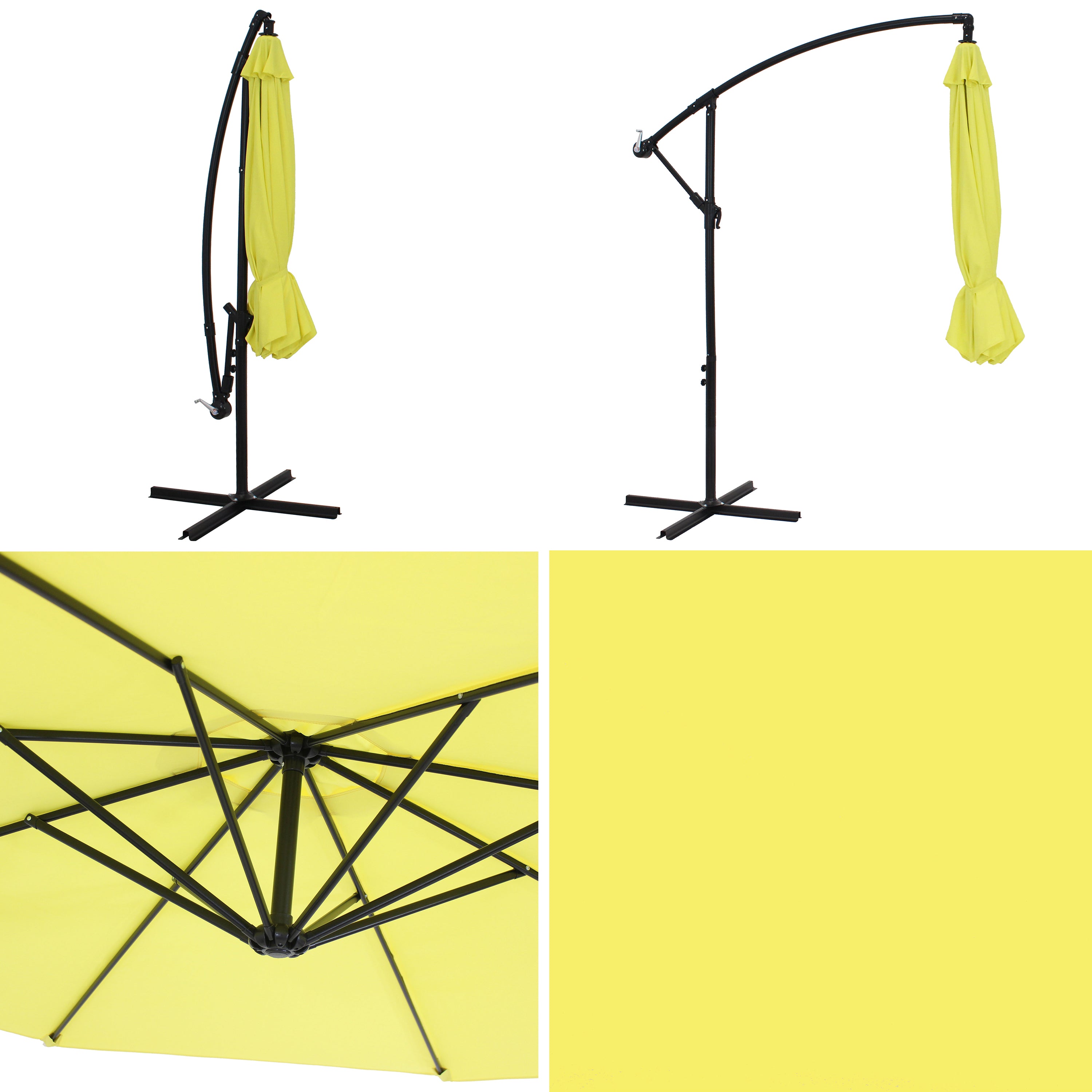 Sunnydaze 9.5 Foot Offset Outdoor Patio Umbrella with Easy Crank Lift - Perfect for Poolside, Backyard, Deck, and Garden Shade