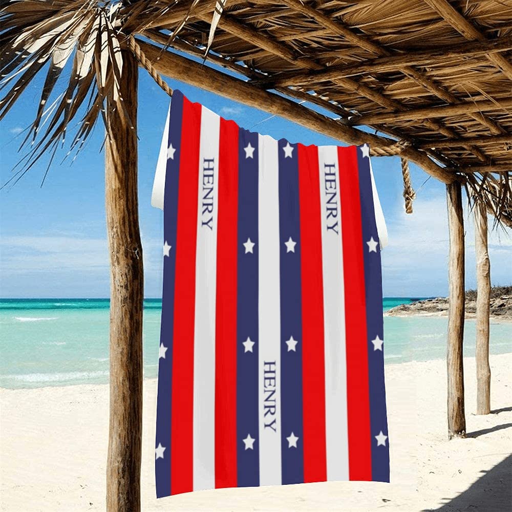 Custom Personalized Beach Towel with Name - Soft & Absorbent for Women, Men, Kids & Baby - Great for Pool, Beach, Vacation & Nursery - Unique Gift for Family & Friends