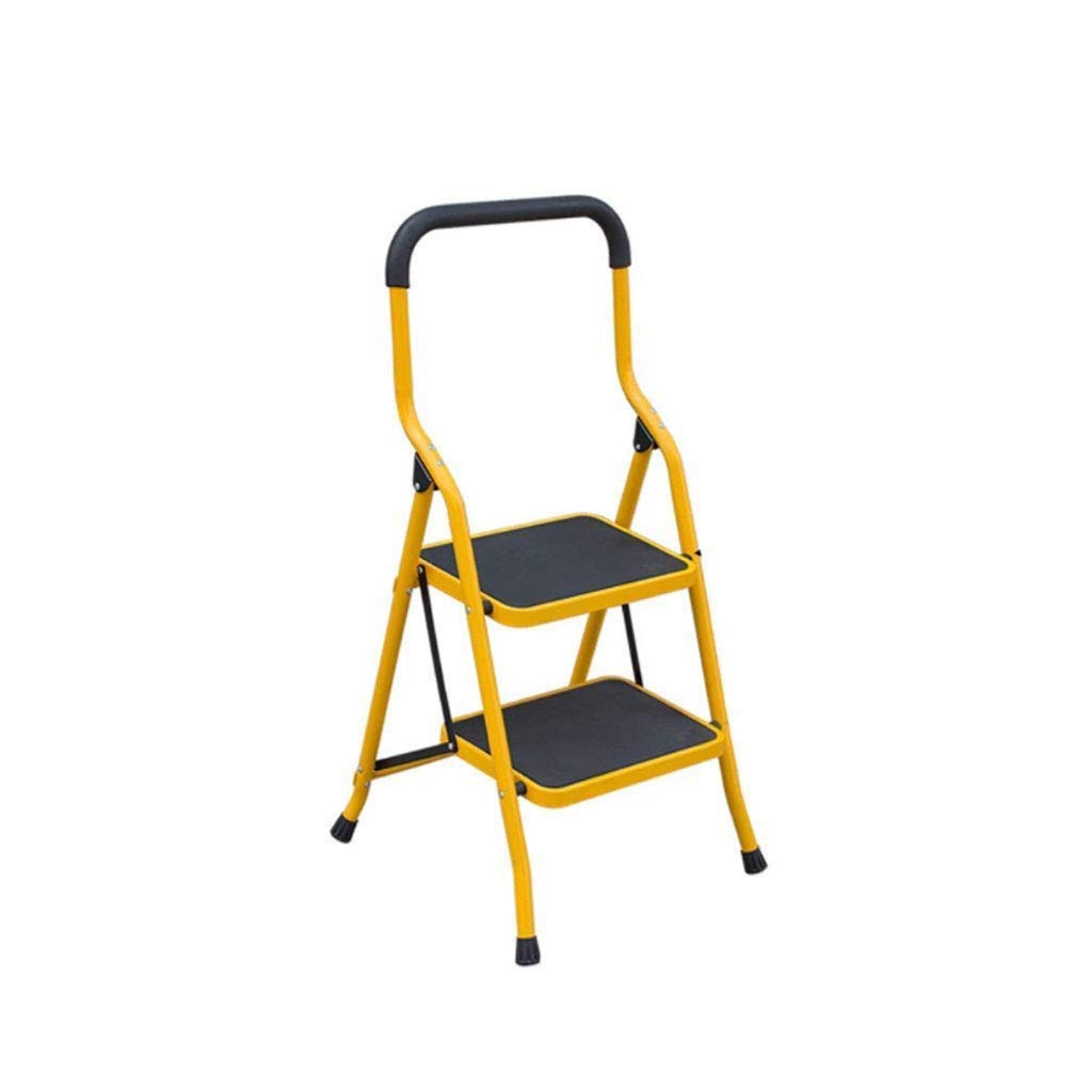 ROLTIN Yellow 3-Step Ladder for Adults - Heavy Duty Folding Step Stool with Non-Slip Feet - Perfect for Kitchen, Closet, Bathroom & Home Use