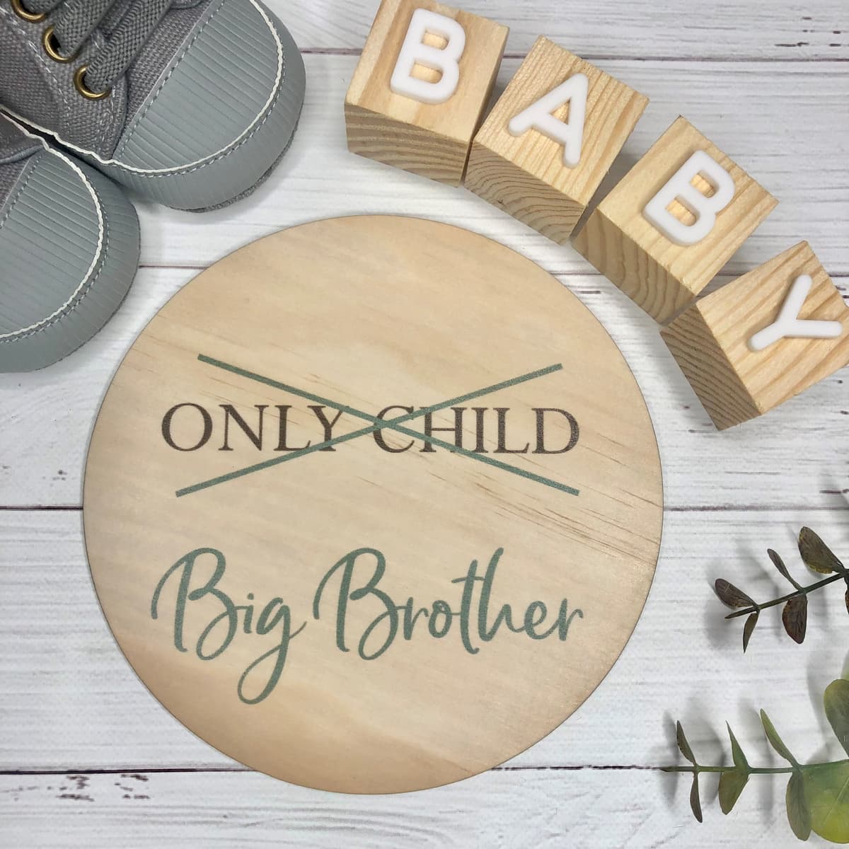 Personalized Only Child Sibling Announcement Wooden Plaque - Custom Family Keepsake for Pregnancy Reveal & New Baby Gift