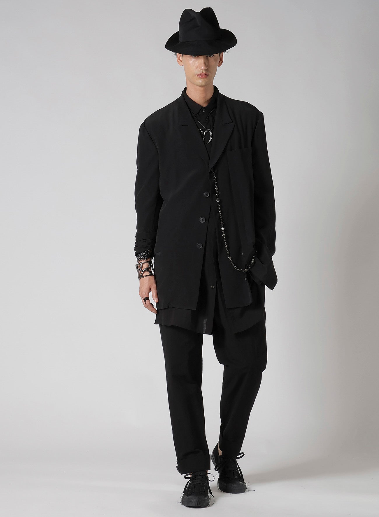 Men's Cellulose Lawn Black Loop Button Down Placket Shirt - Casual Office Wear & Summer Outfits