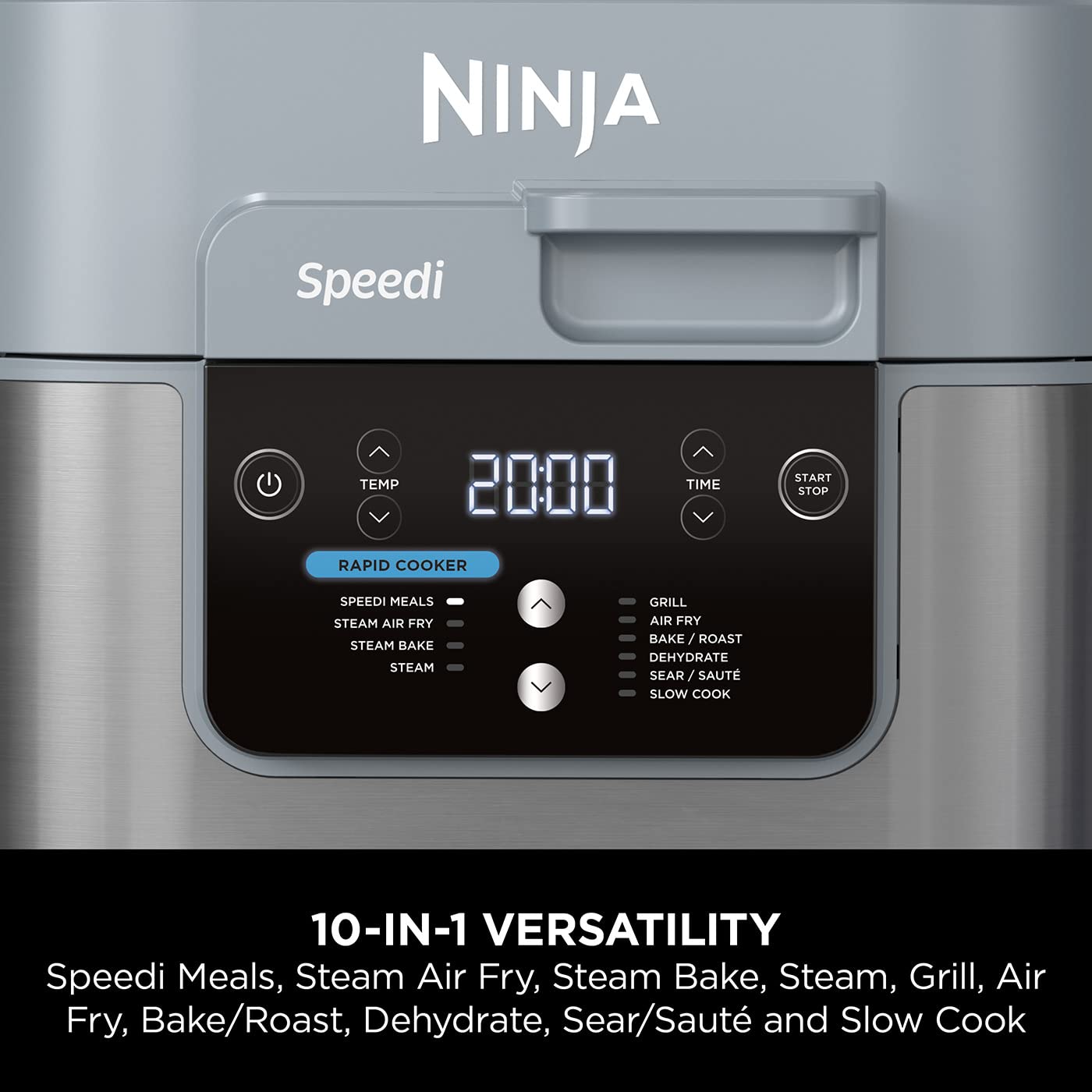 Ninja Speedi 10-in-1 Rapid Cooker & Air Fryer, 5.7L Multi Cooker for Family of 4 | Air Fry, Steam, Grill, Bake, Roast, Sear & Slow Cook | Cooks 4 Portions in 15 Minutes | Sea Salt Grey (ON400UK) | Perfect for Quick Weeknight Dinners, Meal Prep & Healthy Cooking