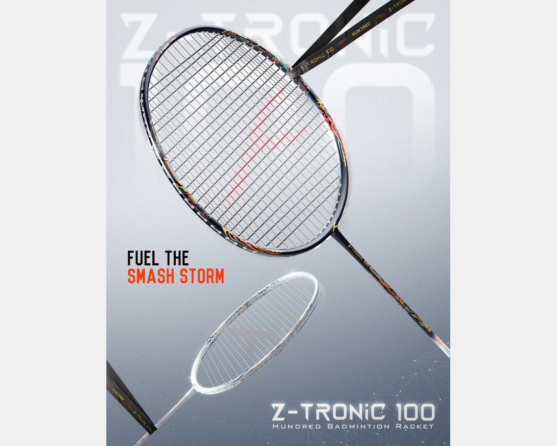 Hundred Z Tronic 100 Badminton Racket - Professional Carbon Fiber Badminton Racket for Adults & Teens - Perfect for Indoor/Outdoor Games, Training & Competitive Play
