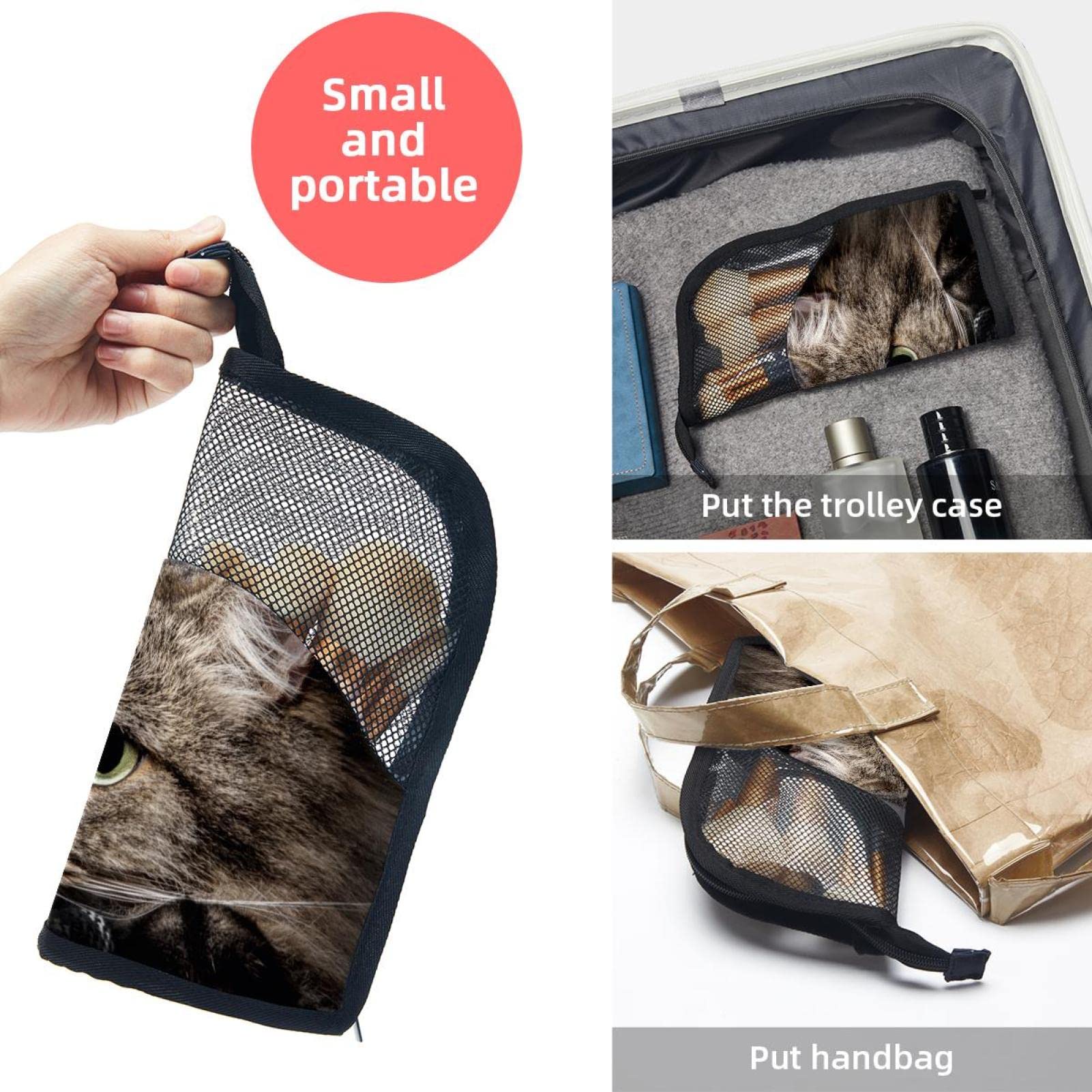 12-Piece Makeup Brush Organizer Bag with Pet Portrait Cat Design - Portable Cosmetic Brush Holder Case for Travel & Home Storage