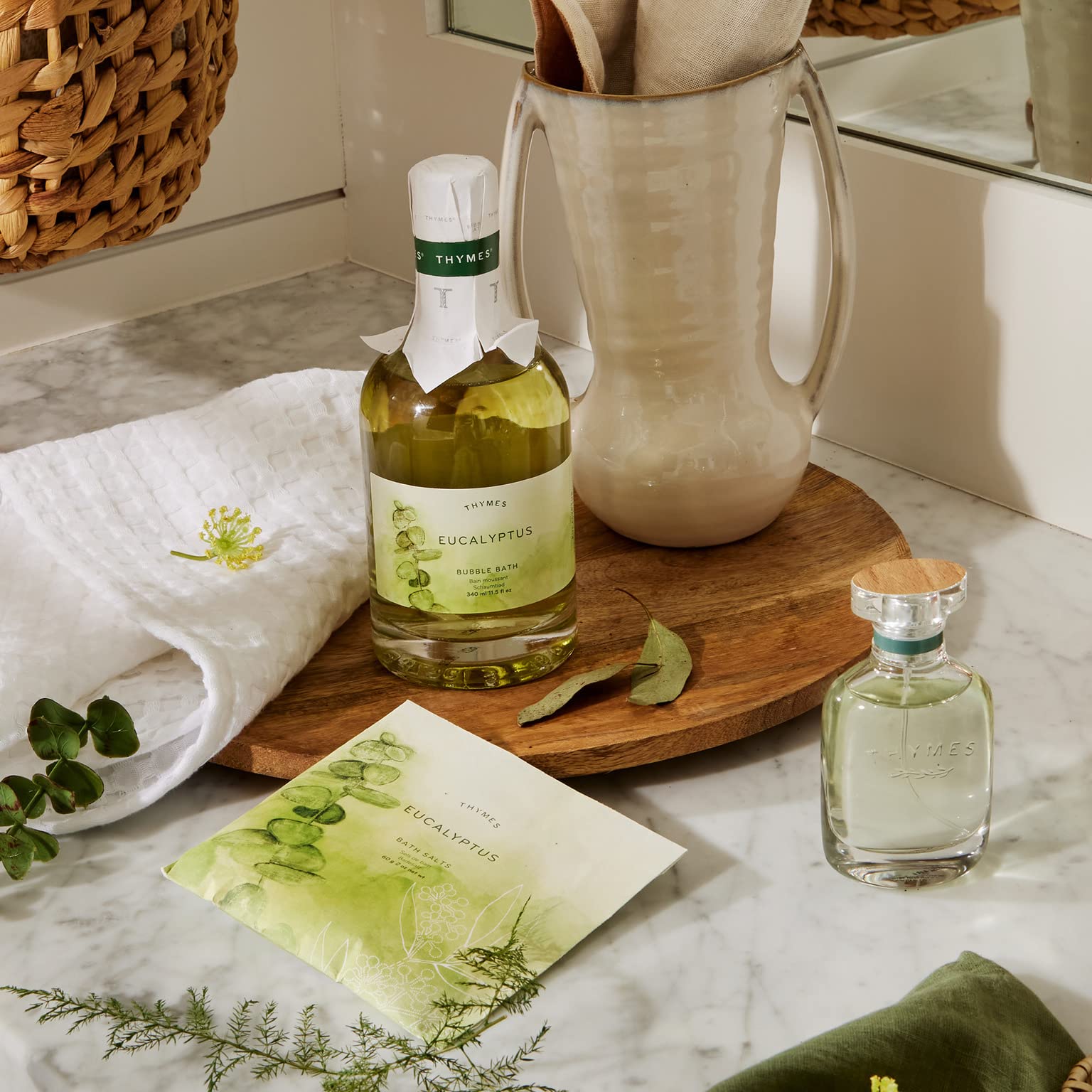 Thymes Eucalyptus Bath Salts 2 oz - Relaxing Aromatherapy Soak for Stress Relief & Muscle Relaxation - Perfect for Spa Nights & Self-Care Rituals
