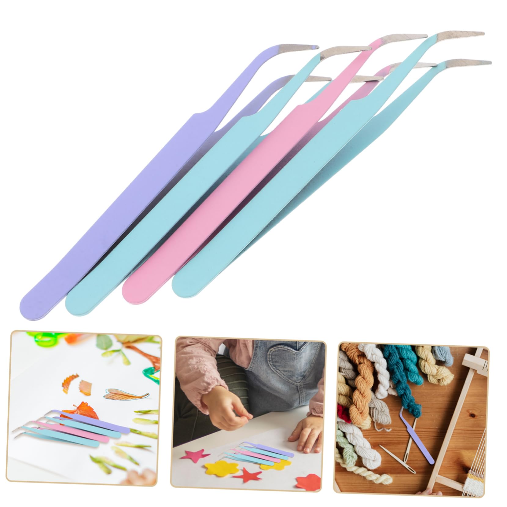 Beautifu Cute Stainless Steel Tweezers Set - 5-Piece Precision Tools for Crafting, Scrapbooking, Eyelash Extensions, Nail Art, Jewelry Making & Electronics Repair | Perfect for DIY Projects, Beauty Salon & Home Use