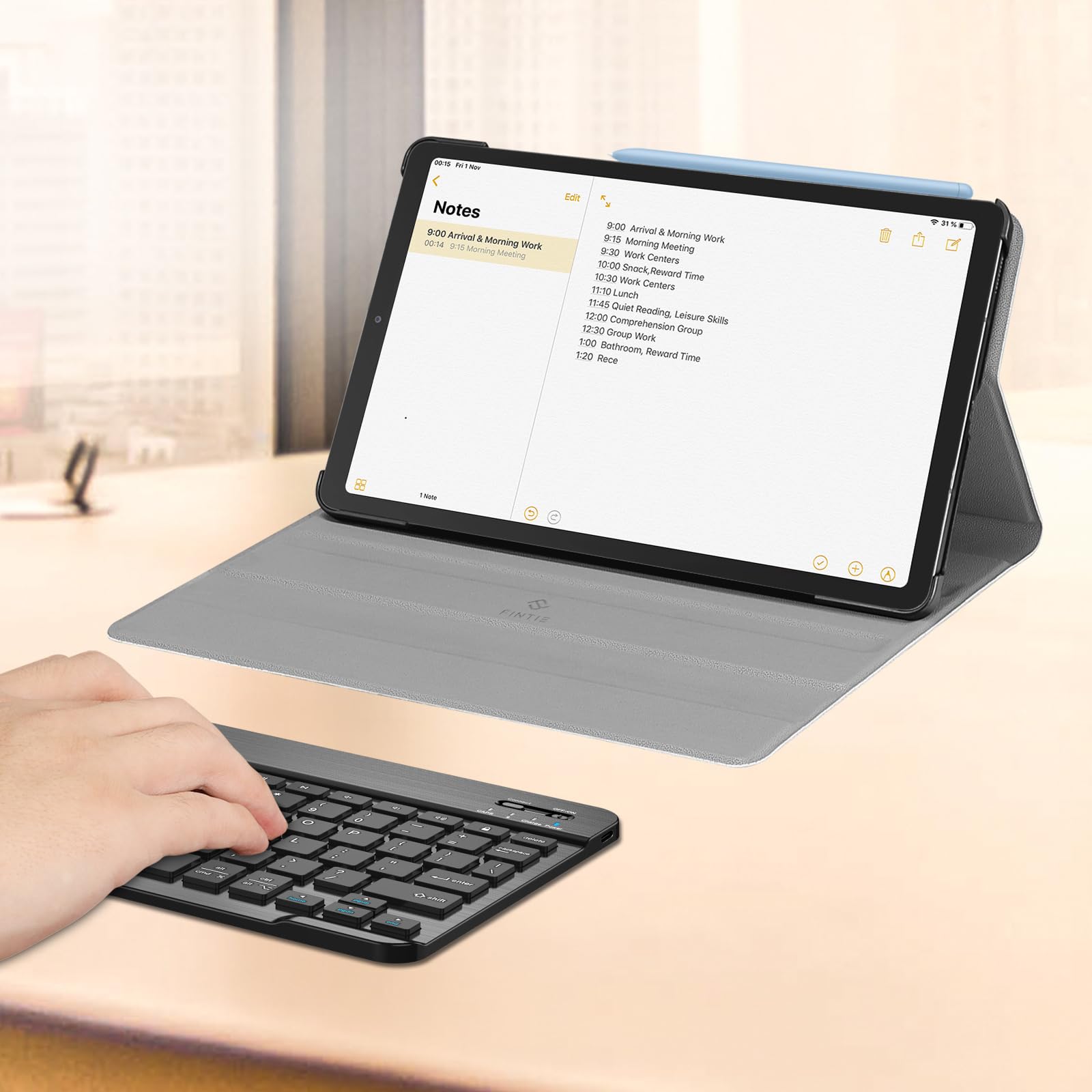 Fintie Slim Bluetooth Keyboard Case for Samsung Galaxy Tab S6 Lite 10.4 Inch (2020/2022/2024) - Detachable Wireless Keyboard with Secure S Pen Holder & Adjustable Stand, Gray | Perfect for Work, Study & Travel