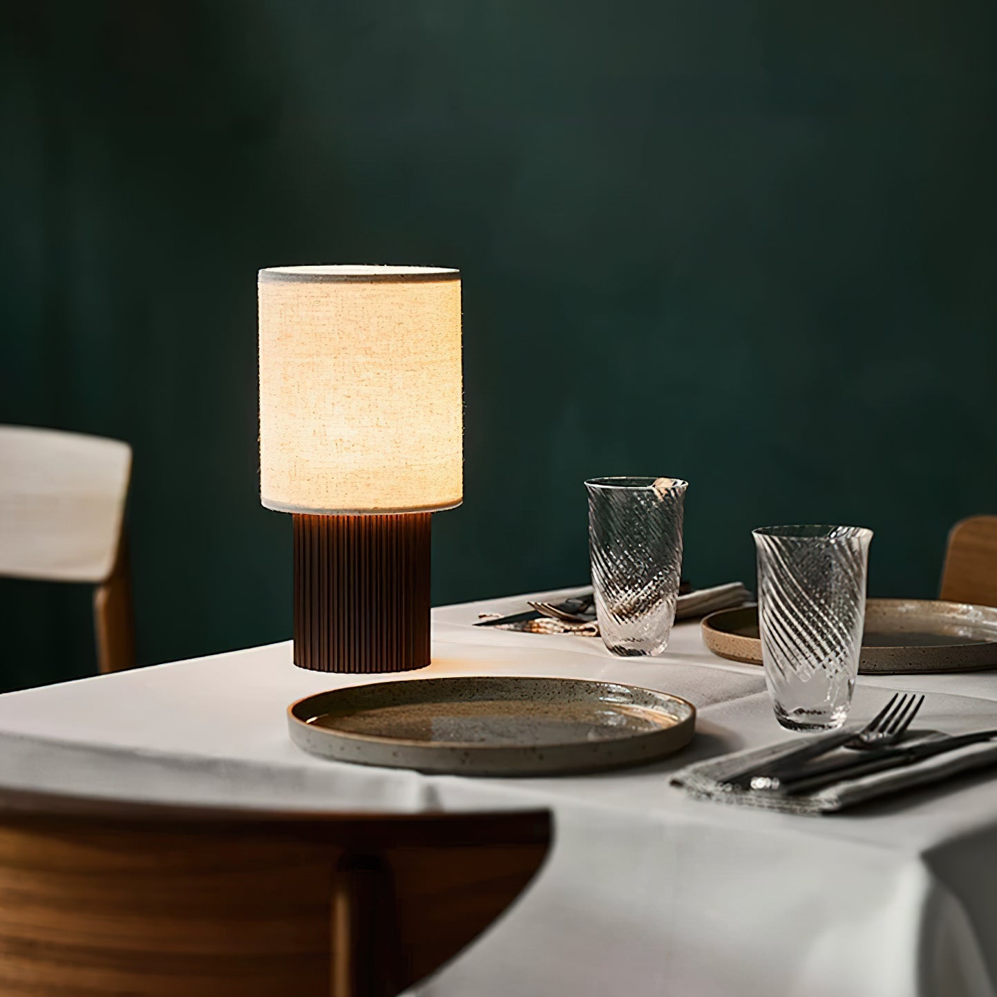 Orlo Ribbed Table Lamp - Modern LED Desk Light for Bedroom, Living Room & Office - Stylish Nightstand Lighting with Adjustable Brightness