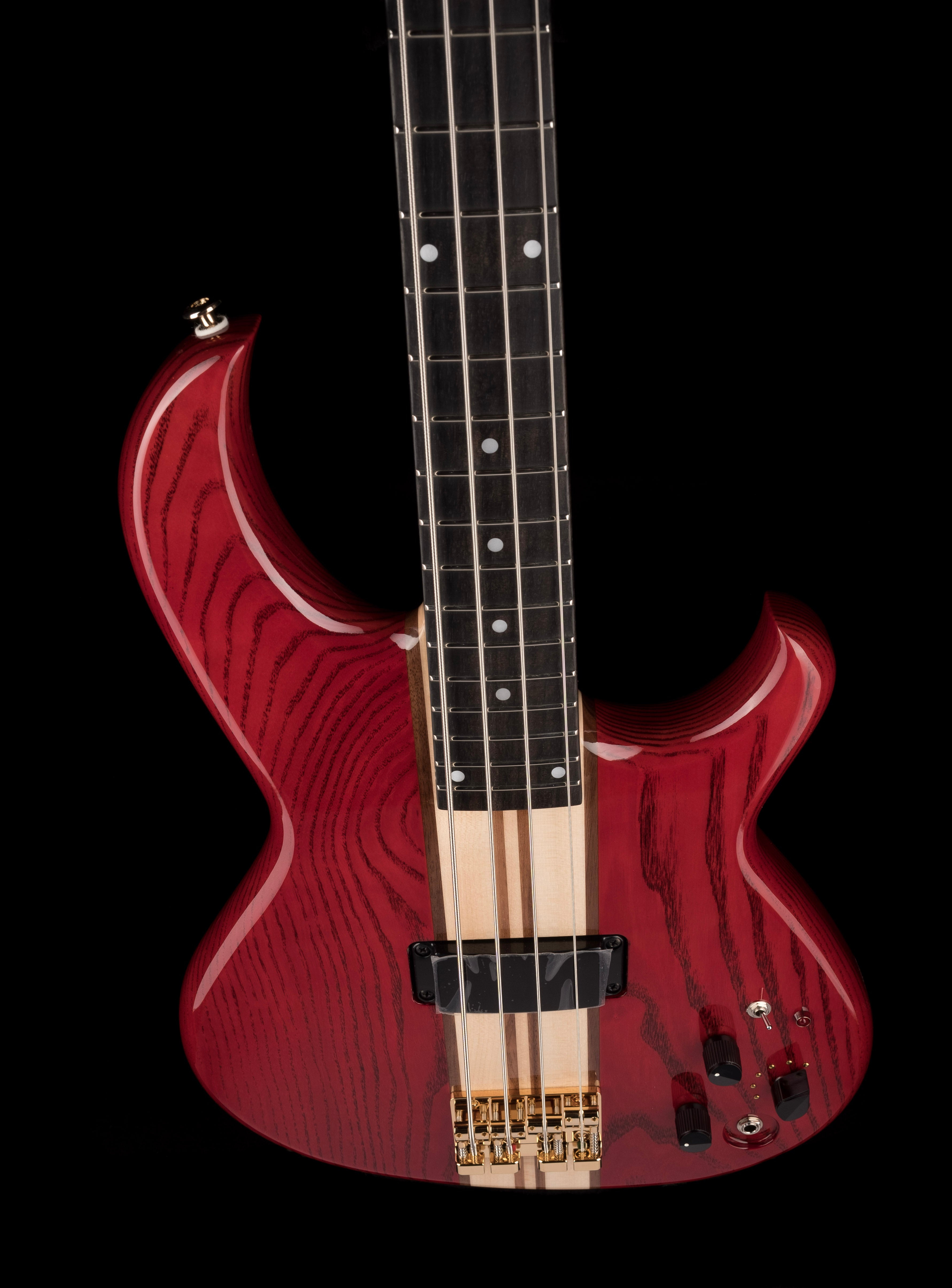 Aria Pro II SB 1000B Reissue 4-String Electric Bass Guitar - Made in Japan, Paduak Red Finish with Gig Bag - Perfect for Professional Musicians & Live Performances