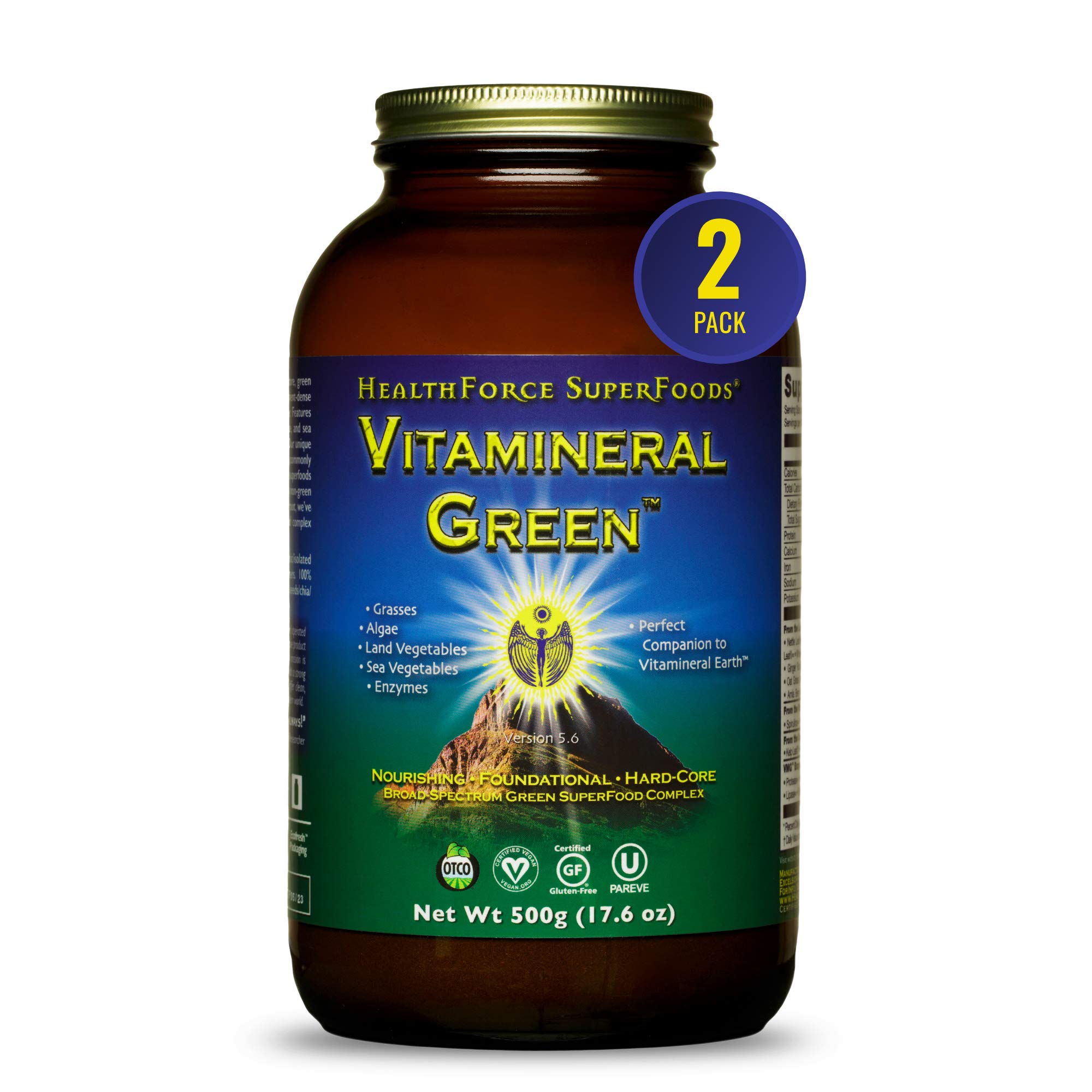 HealthForce SuperFoods Vitamineral Green Powder - Organic Mineral & Vitamin Supplement for Immune, Thyroid & Energy Support - Gluten-Free, Vegan Superfood Blend - 500g (2-Pack) - Perfect for Smoothies, Juices & Daily Wellness Routine