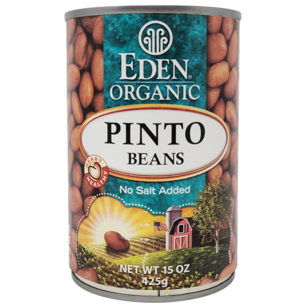 Eden No Salt Added Pinto Beans 15 oz | Organic Canned Beans | High Fiber & Protein | Perfect for Chili, Salads & Healthy Meals