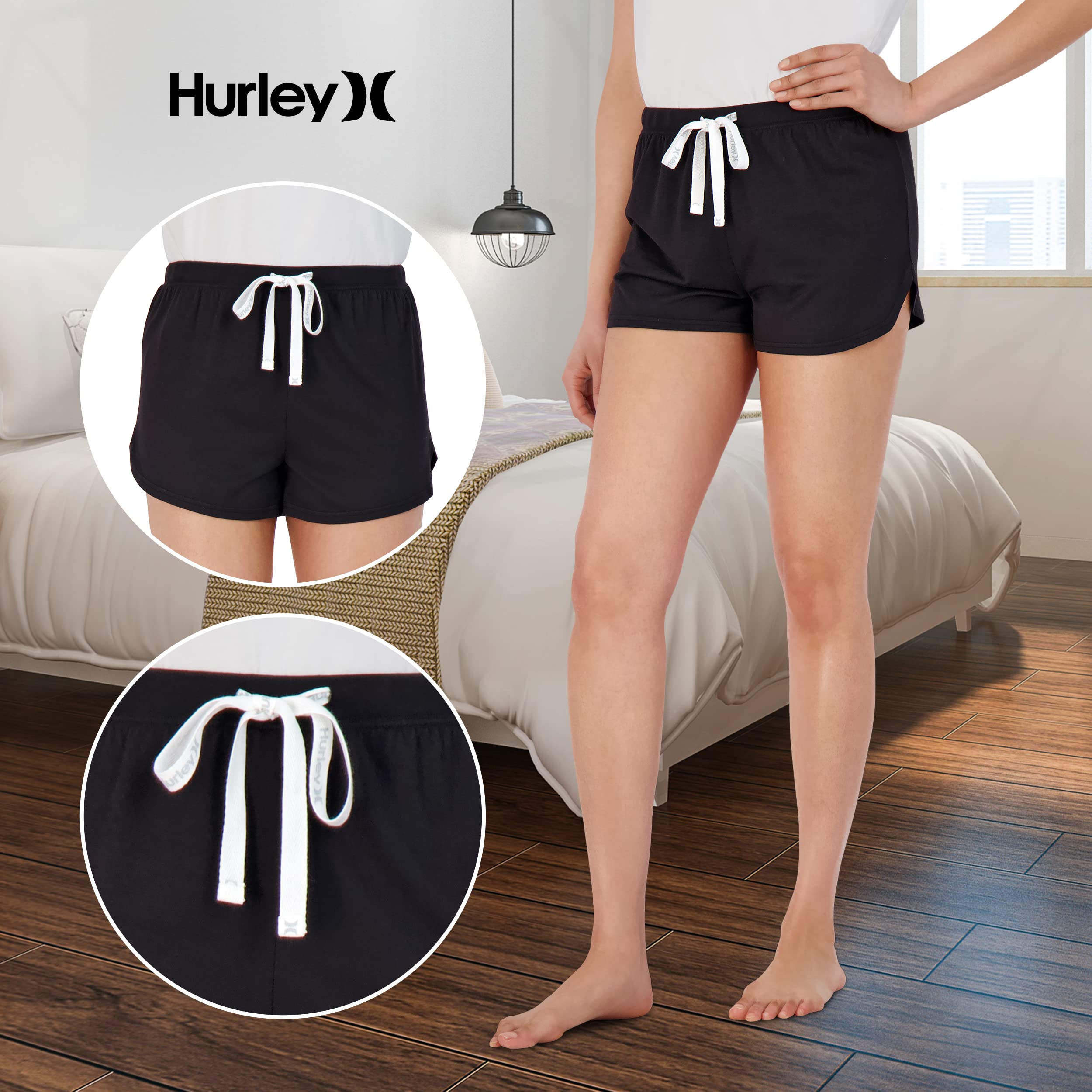 Hurley Women's Pajama Shorts 2-Pack - Soft Lounge Sleep Shorts for Summer, Cute & Comfortable Nightwear - Perfect for Bedtime, Lounging at Home, and Vacation Travel