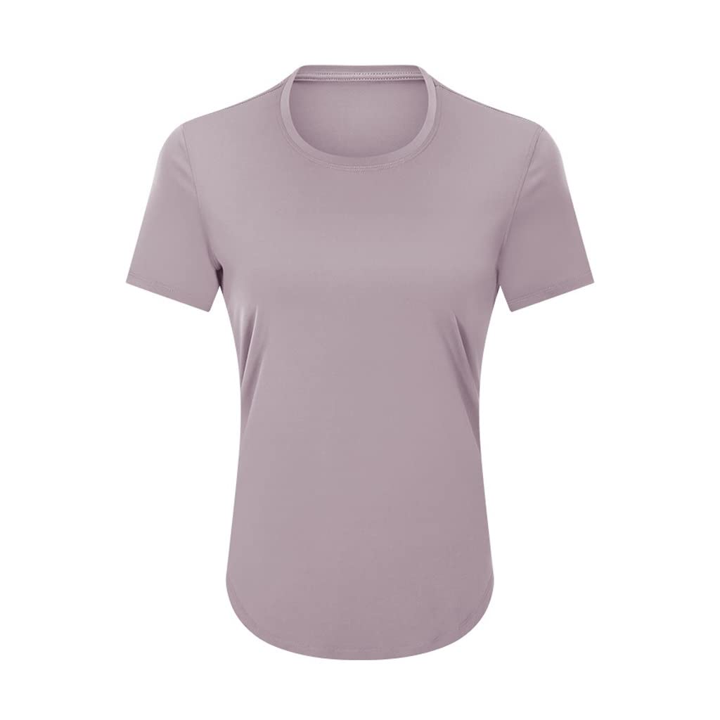 Ultralight Naked-Feel Women's Workout Yoga T-Shirt - Hip-Length Running Gym Top - Breathable Short Sleeve Sport Shirt for Yoga, Fitness & Active Lifestyle (Color 3, Size 12)