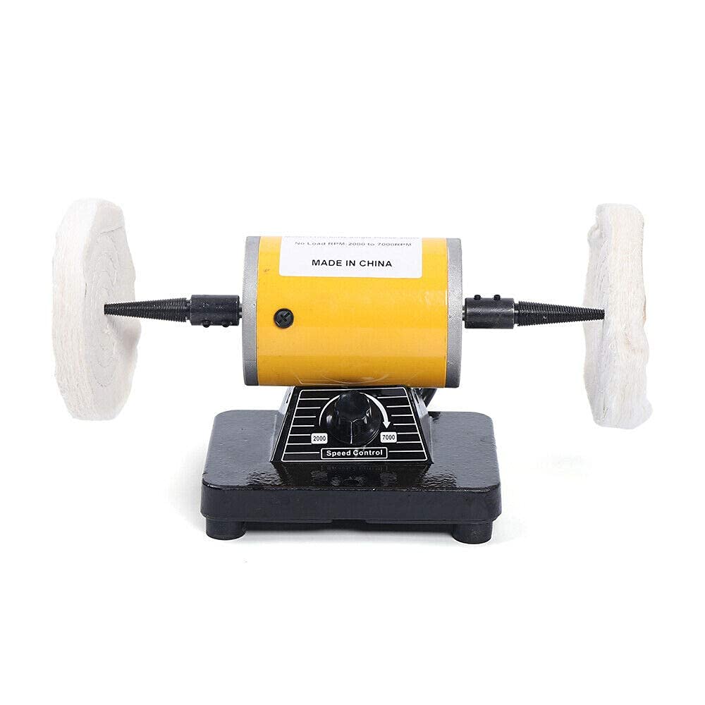 Professional Jewelry Polishing Buffing Machine - 200W 110V Mini Benchtop Gemstone Polisher with Variable Speed 2000-7000rpm for Jewelers, DIY Crafts & Rock Tumbling - Perfect for Home Workshops & Small Jewelry Businesses