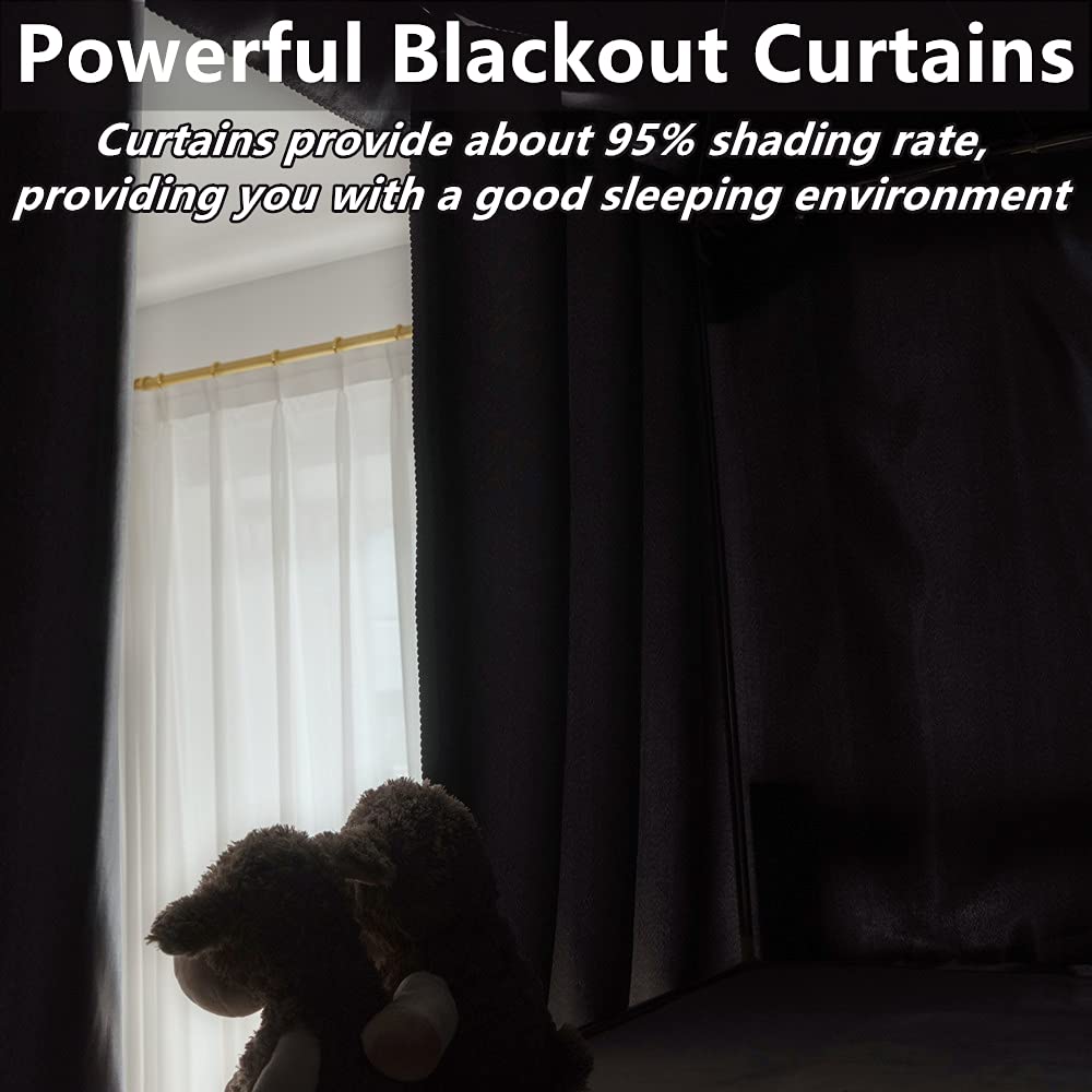 Thick Blackout Bunk Bed Curtains - Single Sleeper Canopy for Bedroom, Dorm & Home - Dustproof, Breathable Privacy Draperies for Better Sleep & Study | Perfect for Students, Kids Rooms & Small Spaces