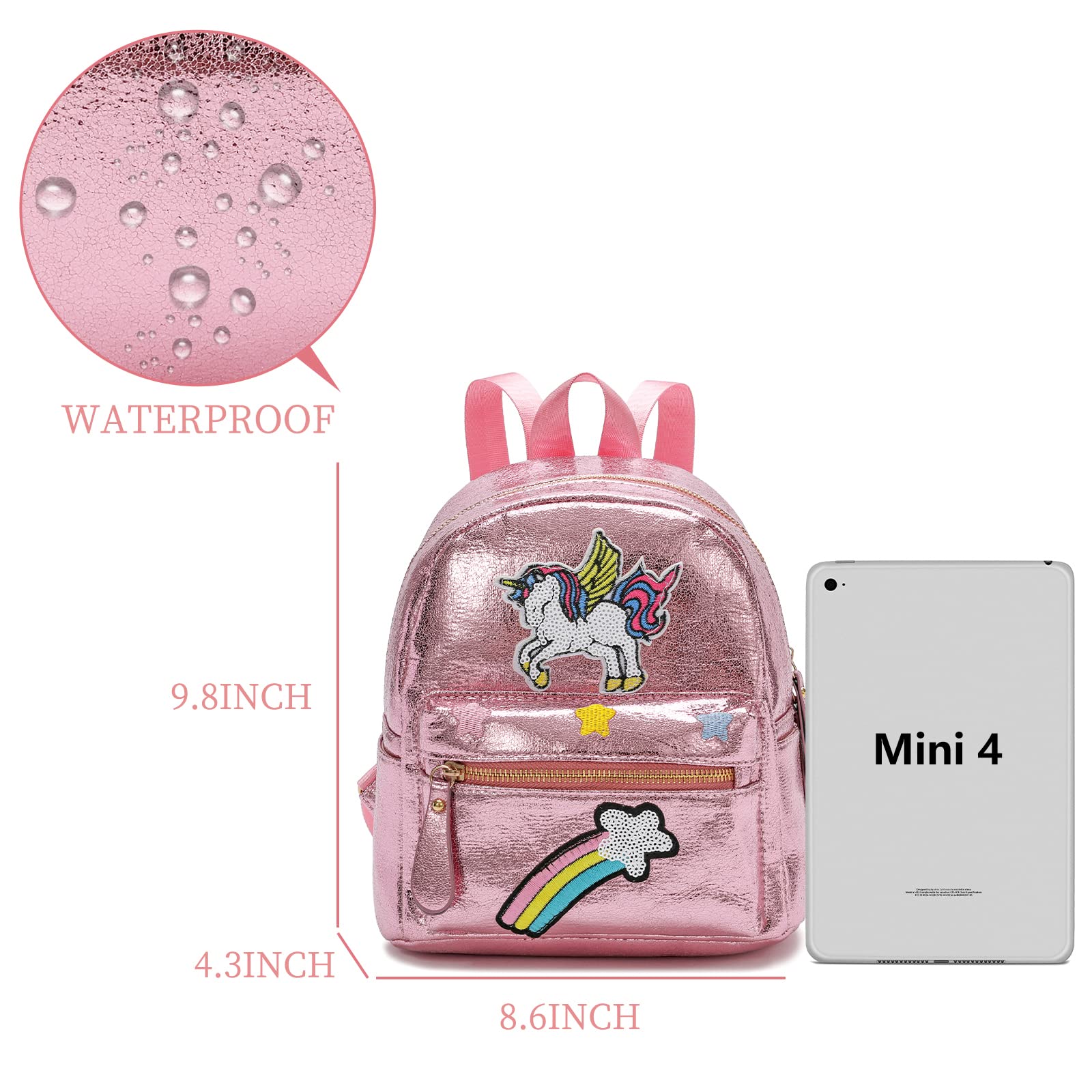 Unicorn Mini Backpack for Girls - Cute Pink Unicorn Themed Kids Backpack for School, Travel & Play | Perfect Gift for Toddlers & Children