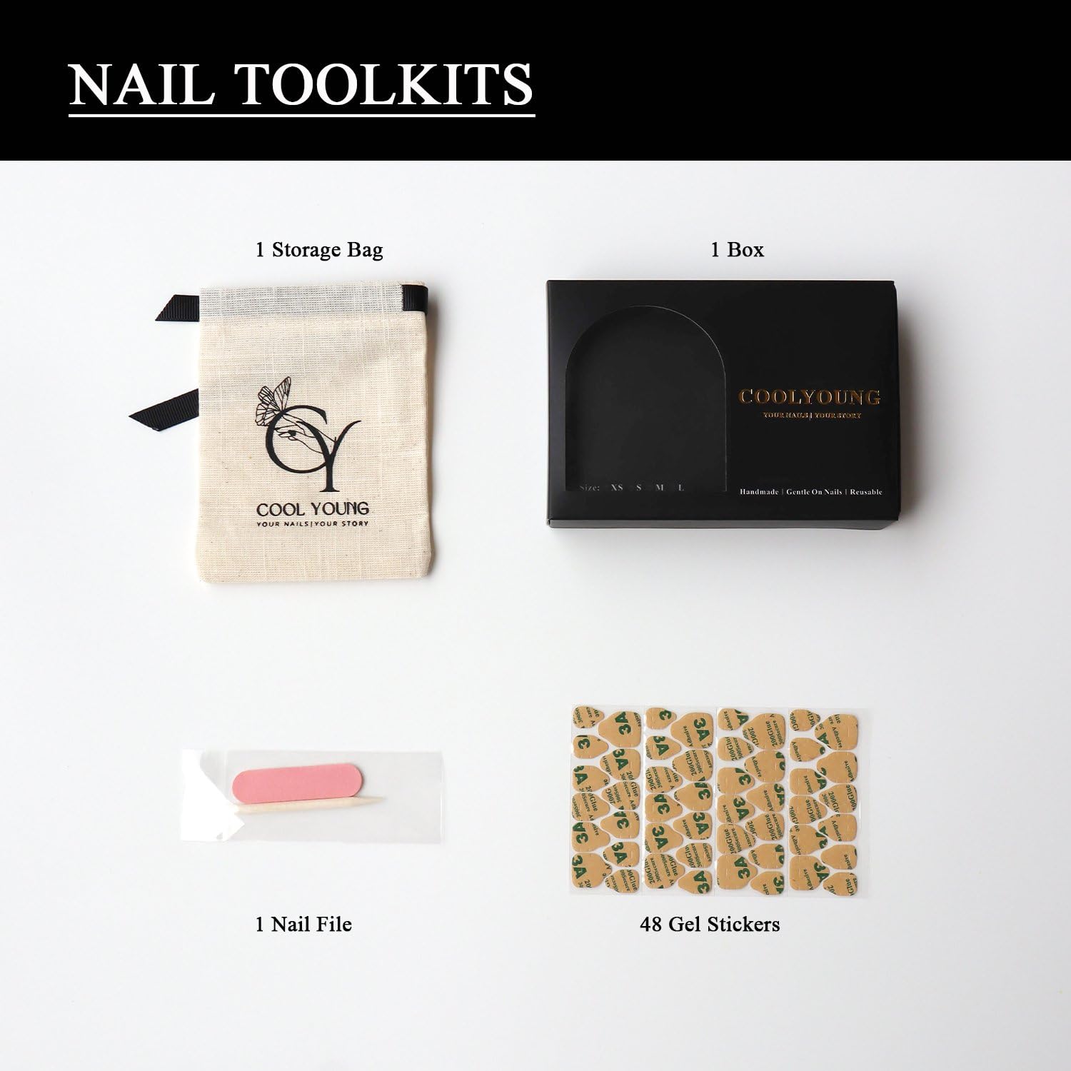 COOLYOUNG Short Square Press on Nails for Women - 10PCS Handmade Fake Nails with 48 Nail Glue Stickers, Storage Pouch & Gift Box | Perfect for Daily Wear, Parties, Weddings and Special Occasions