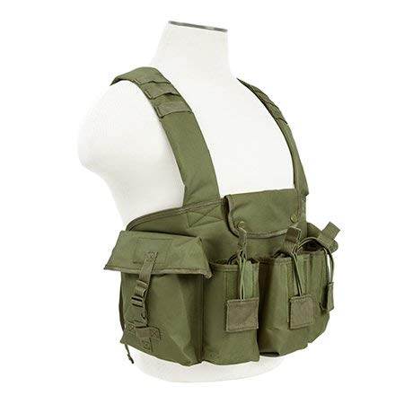 NC Star Tactical Chest Rig - Adjustable Molle Vest for Airsoft, Hunting & Outdoor Activities | Durable Military Gear for Men | Perfect for Range Training, Hiking & Survival Scenarios