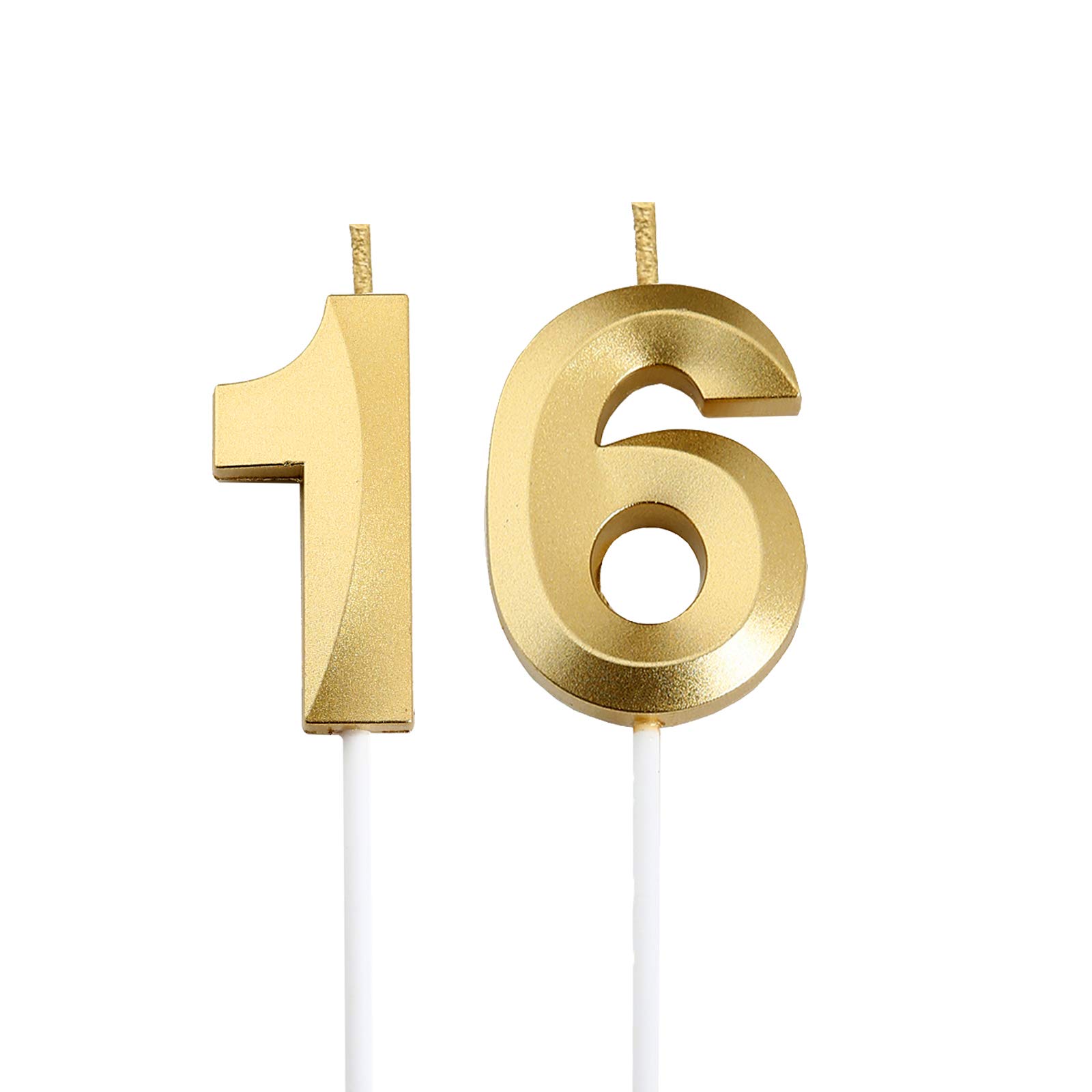 Gold Number 16 Cake Topper & Birthday Candles - Sweet 16 Party Decorations for Cake, Cupcakes & Desserts | Perfect for 16th Birthday Celebrations, Milestone Parties & Teen Decor