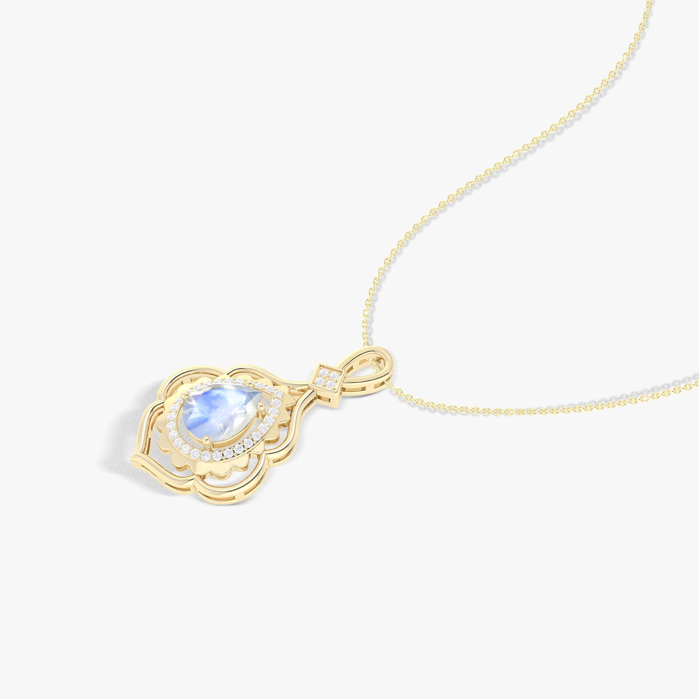 Natural Moonstone Charm Pendant Necklace - Pear Cut Genuine Moonstone Jewelry for Women, Healing Crystal Gift for Meditation & Spiritual Energy | Perfect for Yoga, Reiki & Boho Fashion