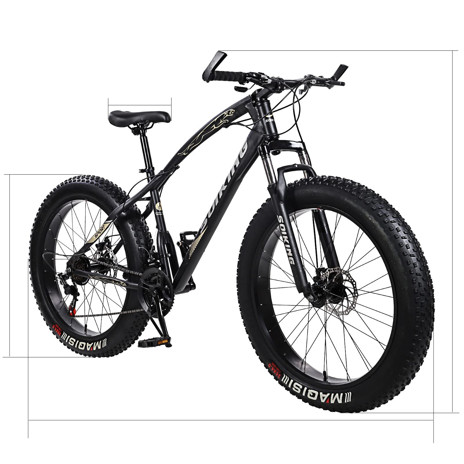 **Men's Fat Tire Mountain Bike - 17-Inch Medium Frame, High-Tensile Carbon Steel - Perfect for Trail Riding & Off-Road Adventures**