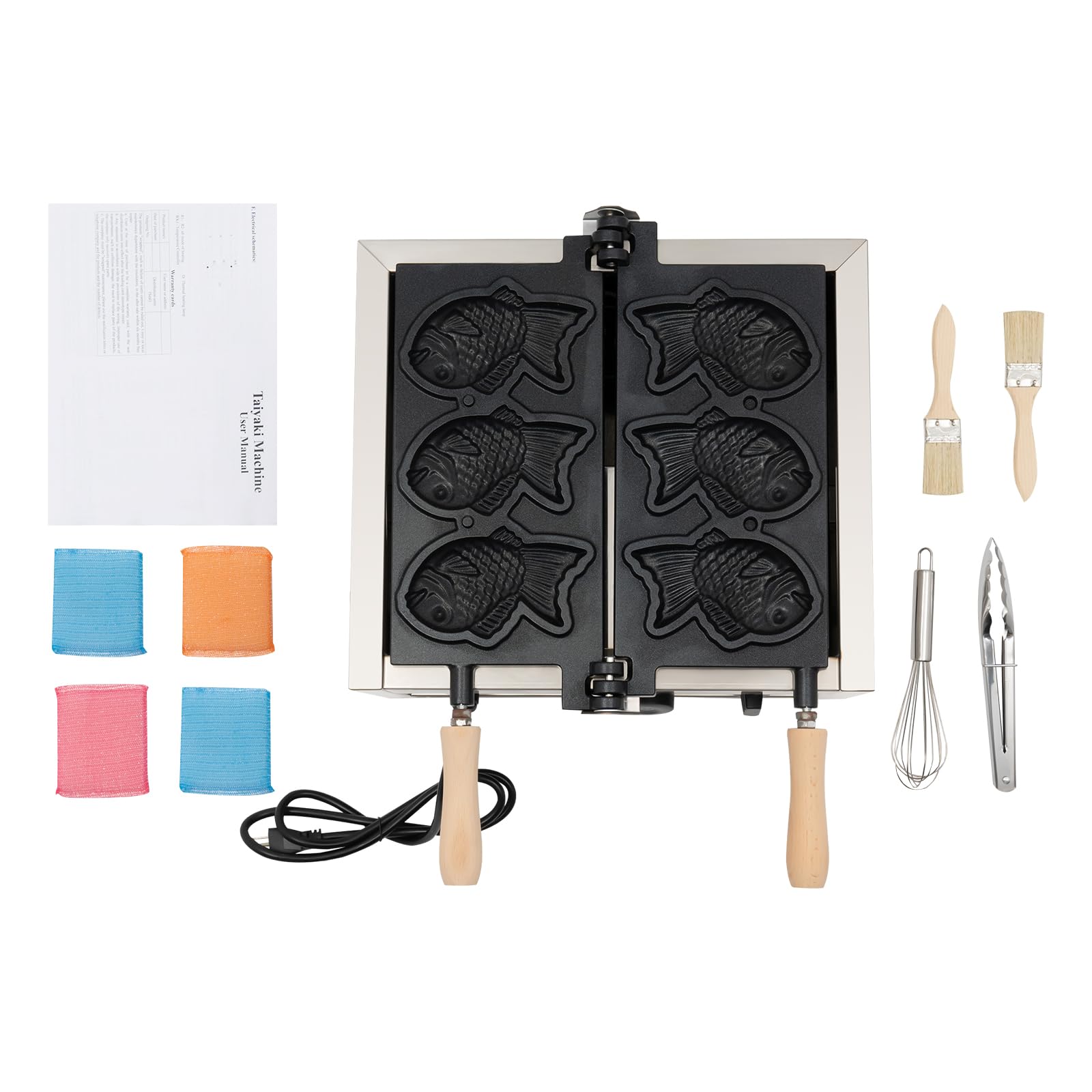 Commercial Electric Waffle Maker - Nonstick 3-Piece Fish-Shaped Waffle Iron Machine for Japanese Taiyaki, Pancakes & Bubble Waffles | Perfect for Home, Cafes & Street Food Businesses
