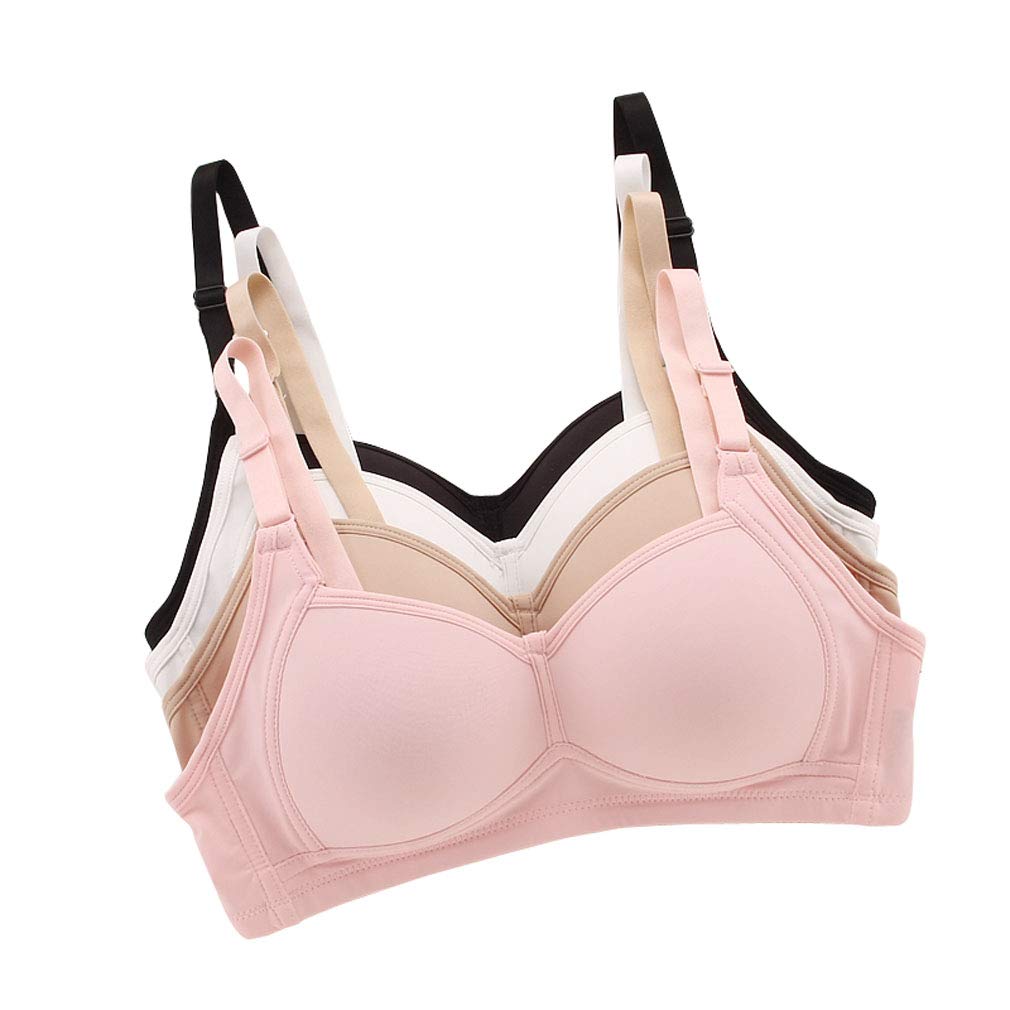 MANJIAMEI Wireless Lightly Padded Cotton Training Bras for Big Girls - Comfortable A Cup Sports Bra for Teens, Yoga, Gym & Everyday Wear