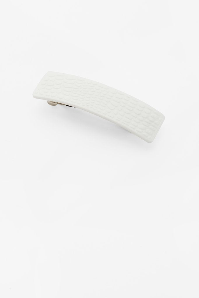 Elegant Embossed White Hair Clip - Perfect for Weddings, Parties & Everyday Styling