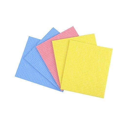 Eco-Friendly Reusable Sponge Wipes - Super Absorbent Biodegradable Cellulose Kitchen Cleaning Cloths - Washable & Durable for Dishes, Countertops, Stoves (5-Pack, Multicolor) - Perfect for Eco-Conscious Homes & Sustainable Cleaning