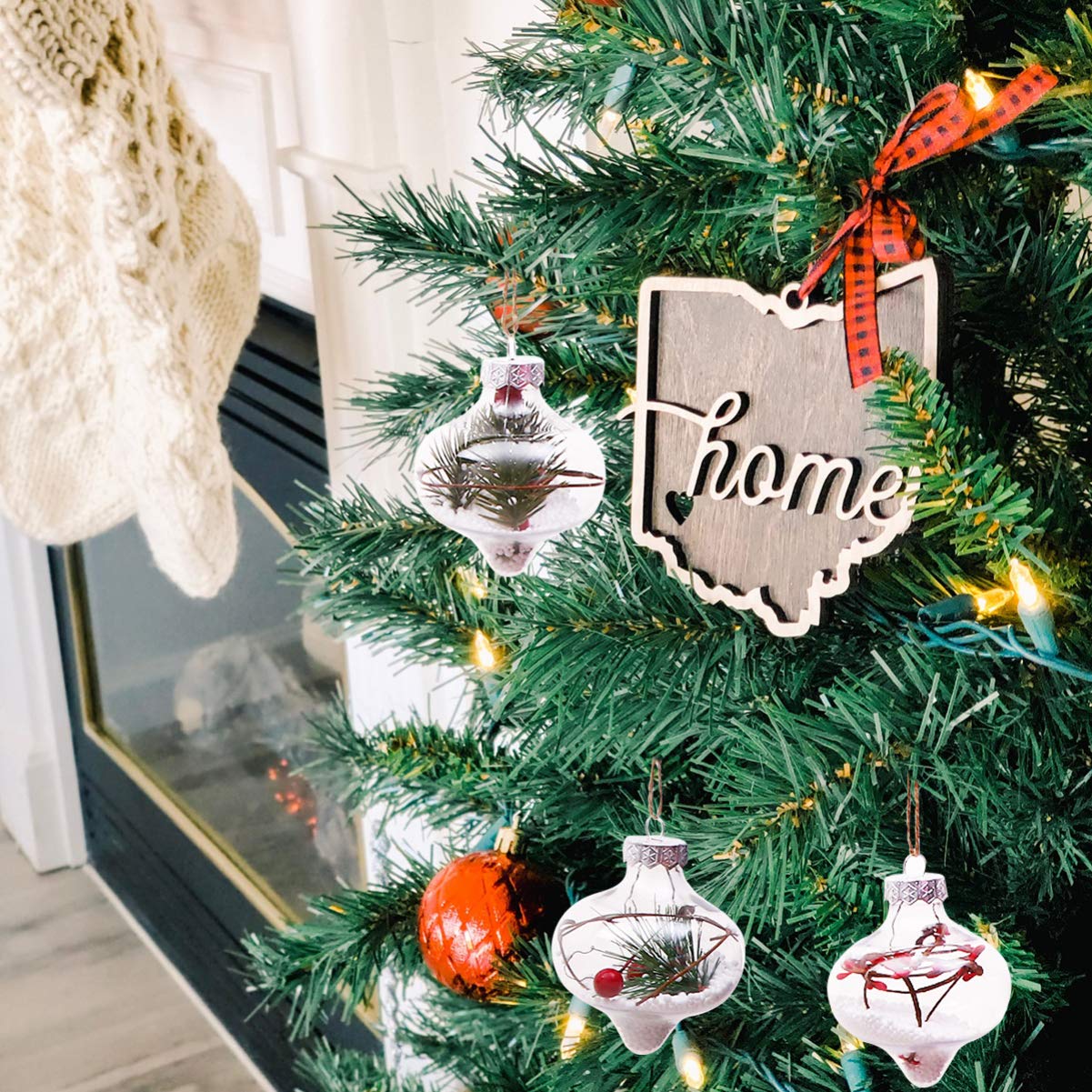 6pcs Christmas Tree Decorations - Transparent Glass Baubles & Plastic Lemon Ornaments for Winter Hanging, Fireplace & Holiday Decor | Hemoton
