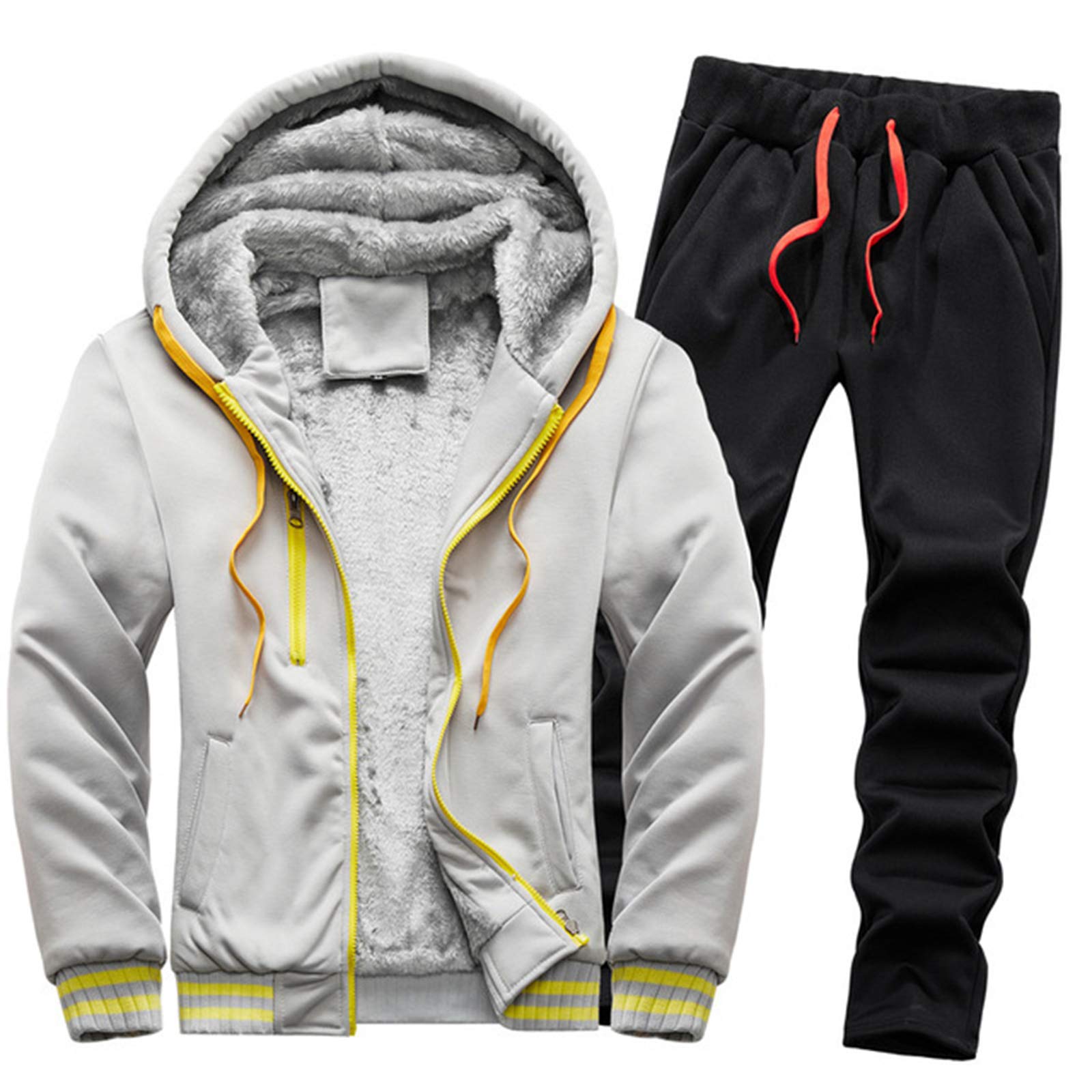 Men's Casual Tracksuit 2-Piece Set - Hooded Cardigan & Jogger Sweat Suit for Running, Gym, and Lounge Wear | Waterproof Sports Outfit for Men