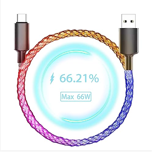 FOYOTO LED Light Up Charger Cable - Fast Charging USB A to Type C Cable with RGB Glow (3.3 FT) - Perfect for Night Use, Gaming Setups & Travel Accessories