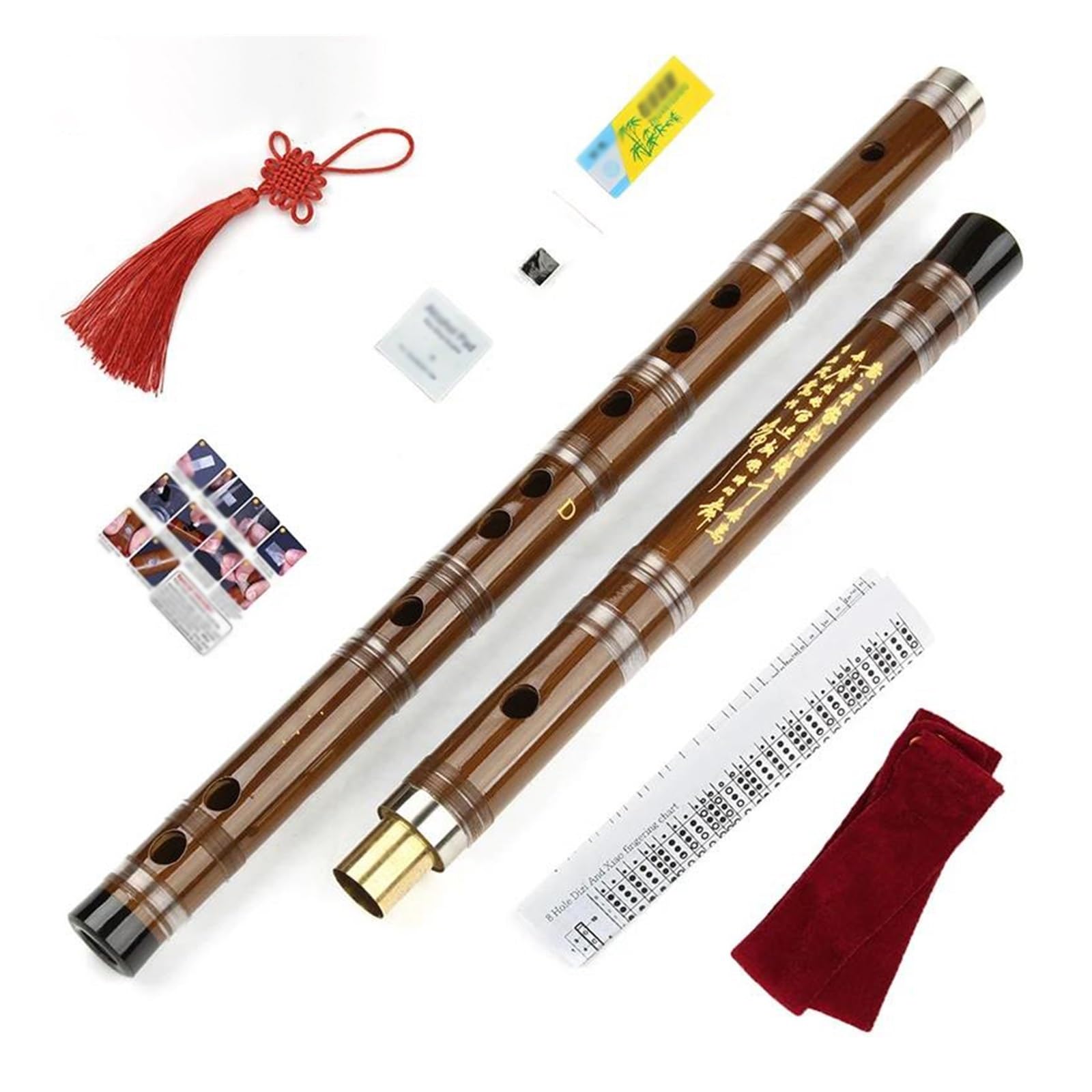 Professional 6-Hole Bamboo Flute (E Key) - Traditional Chinese Dizi Wind Instrument for Beginners & Professionals - Perfect for Meditation, Yoga, and Music Performances