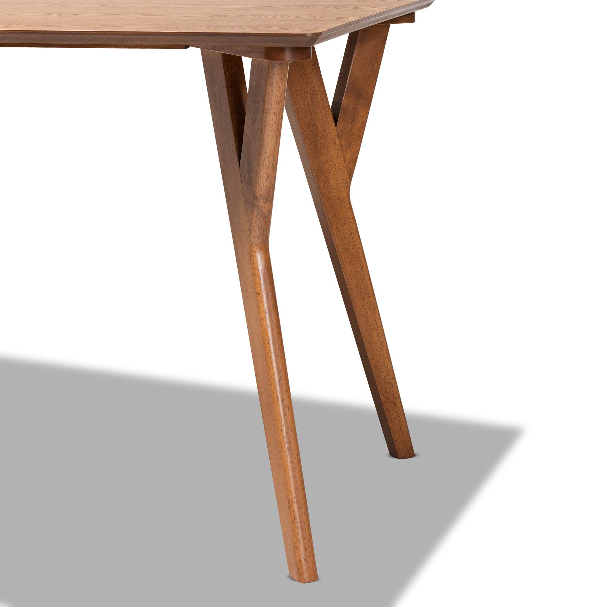 Baxton Studio Sahar Mid-Century Modern Walnut Brown Wood Dining Table - Stylish & Durable for Home, Kitchen, Dining Room & Office