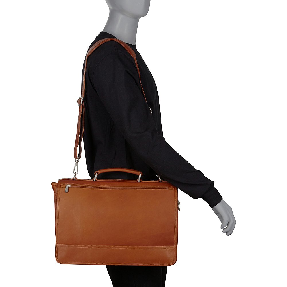 Expandable Laptop Briefcase with Two Sections - Chocolate Brown Leather Portfolio for 13-15 Inch MacBook & Business Travel - Perfect for Office Professionals & Commuters