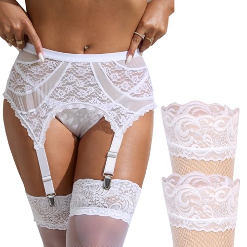 White/ Garter Belt and Stocking Set