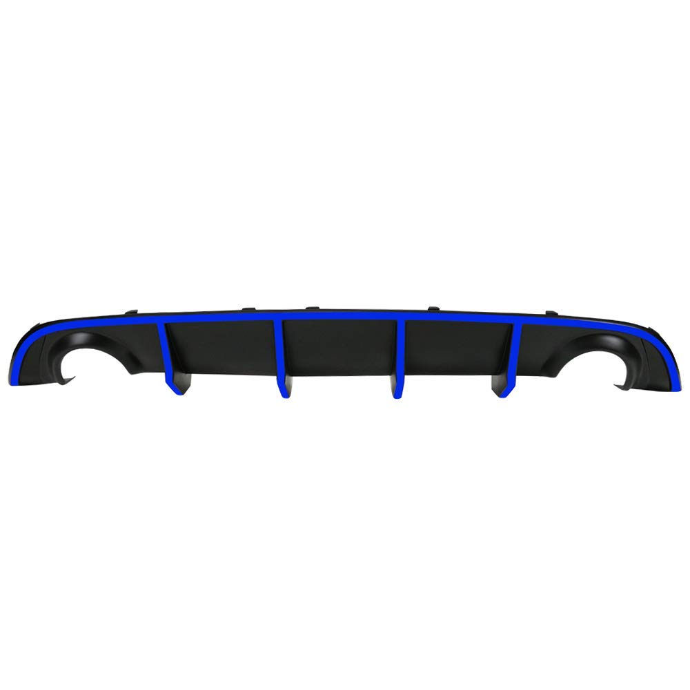 IKON MOTORSPORTS V2 Style Rear Diffuser with Blue Reflective Tape - Compatible with 2015-2023 Dodge Charger SRT | Aggressive Styling Upgrade for Street Racing & Car Shows