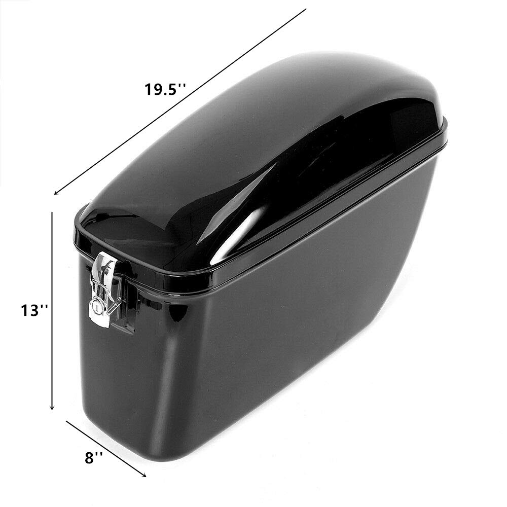 Gdrasuya10 Universal Motorcycle Hard Saddle Bags (2PCS) - Large Black Waterproof Luggage Trunk for Cruiser Bikes with Mounting Brackets - Fits Suzuki, Kawasaki & More - Perfect for Long Rides, Touring & Road Trips