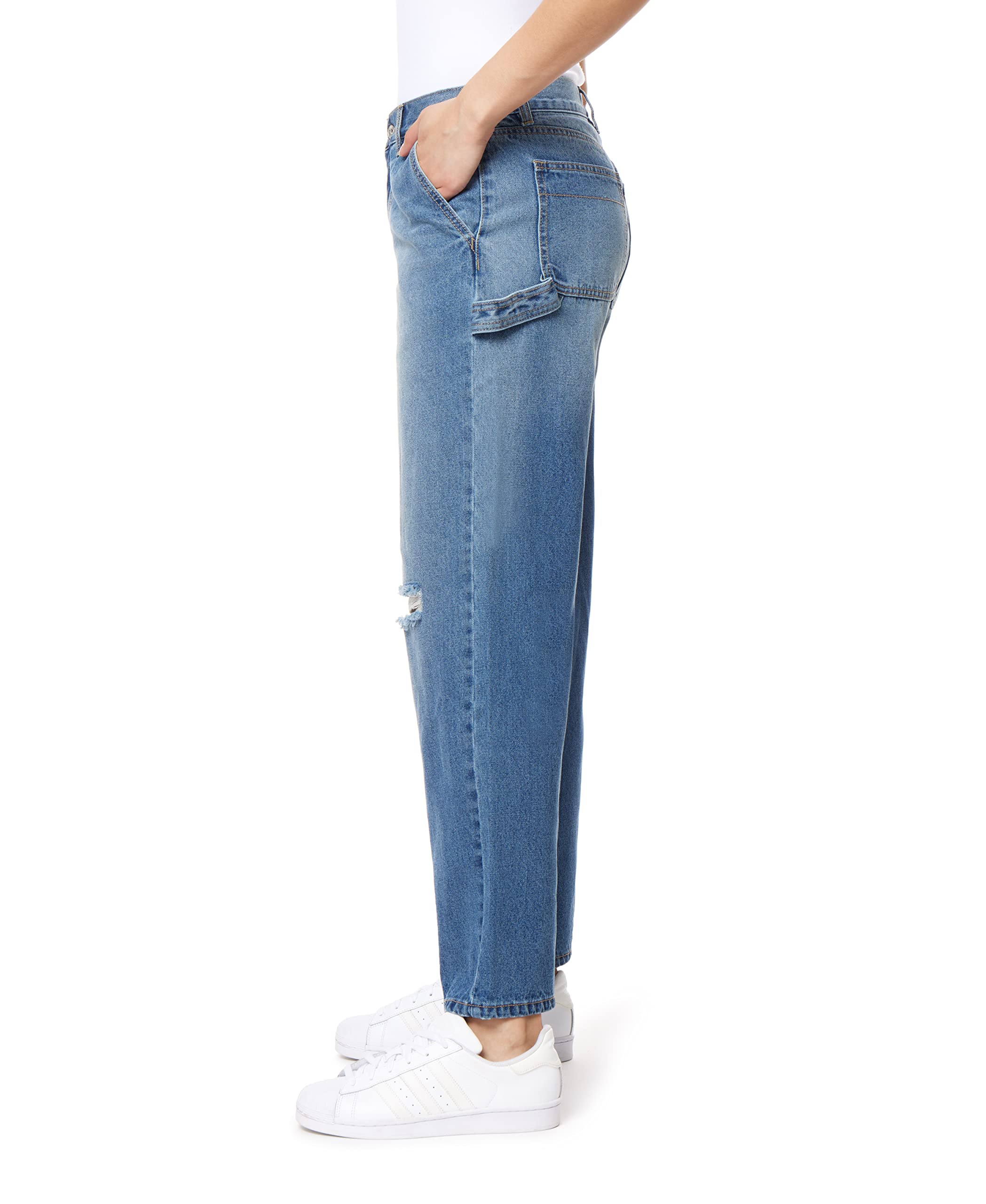 Women's Low-Rise Carpenter Denim Jeans - Insta Classic Juniors Style for Casual Wear & Street Fashion