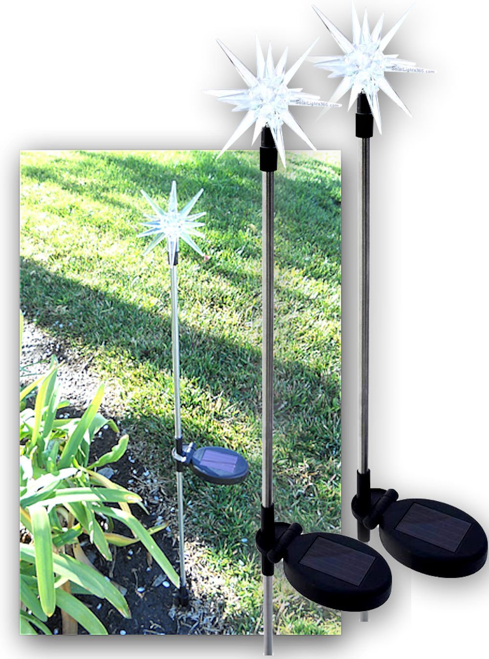 Solar Powered Garden Lights Outdoor - Sparkling Solar Star Stake Lights (Set of 2) for Yard, Pathway, Patio Decor - Weatherproof Solaration 1011-2 Landscape Lighting