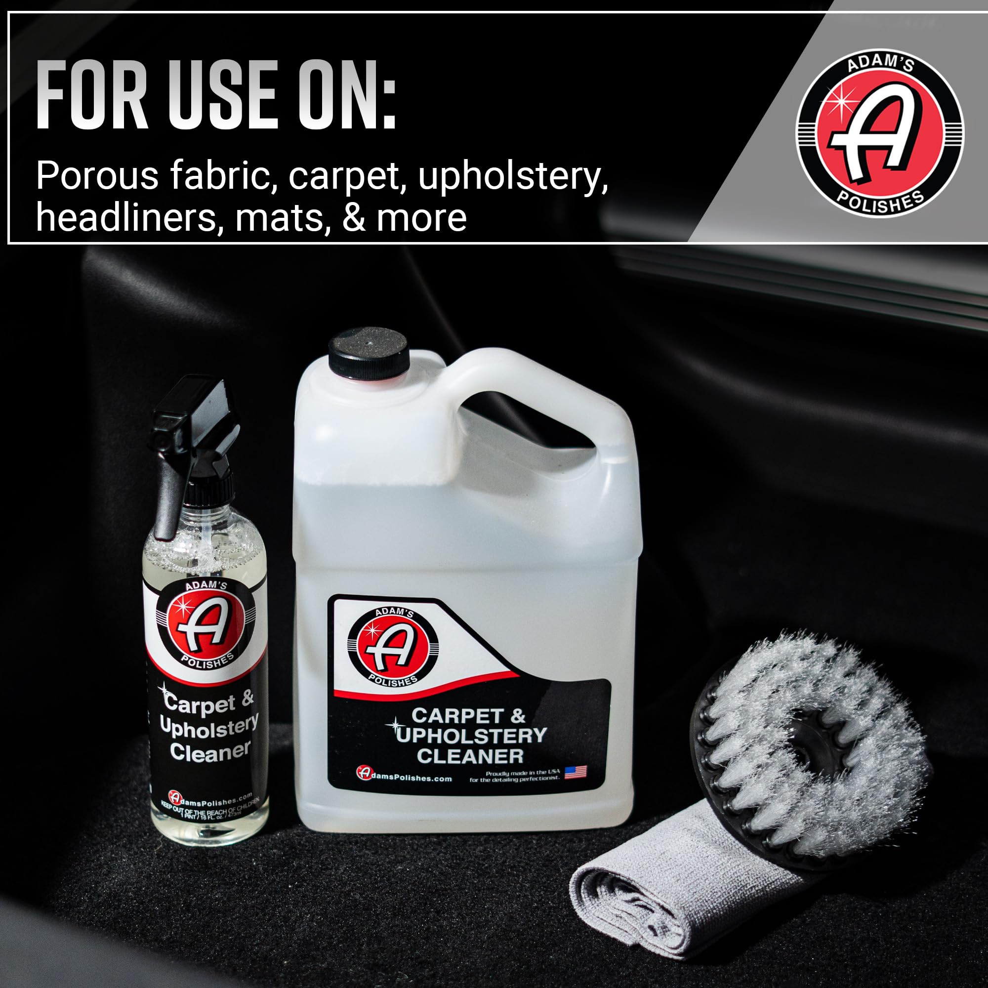 Adam's Polishes Carpet & Upholstery Cleaner - Powerful Auto Detailing Spray for Car Seats, Floor Mats & Fabric | Professional Stain Remover for Cloth, Upholstery & Car Interiors | Perfect for Deep Cleaning, Odor Removal & Car Maintenance