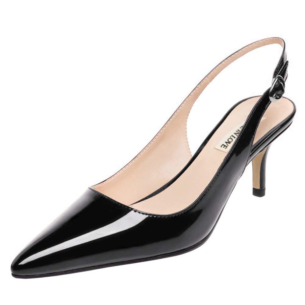 JOY IN LOVE Women's Kitten Heels - Slingback Pumps & Pointed Toe Sandals for Work, Party & Wedding | Comfortable Dress Shoes for Women