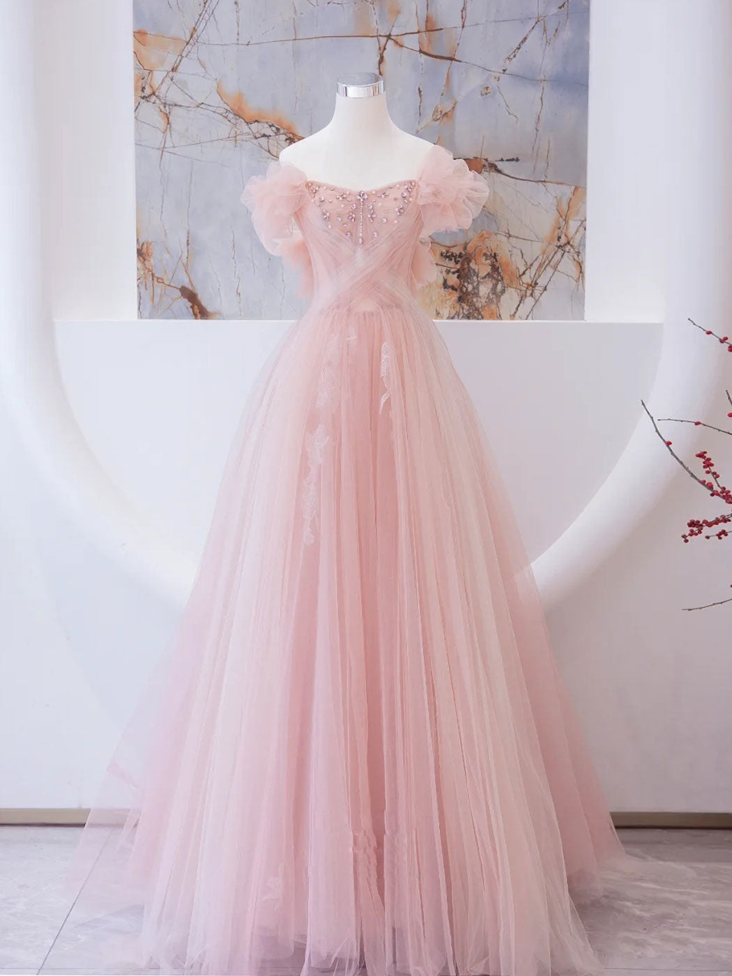Elegant Pink Long Prom Dress - A-Line Formal Graduation Gown for Women | Perfect for Homecoming, Prom Night & Special Occasions