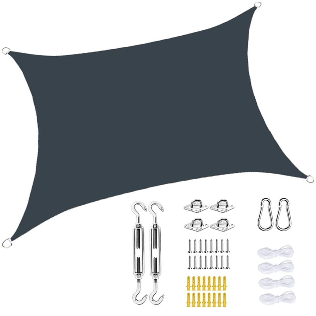 13' x 26' Waterproof Sun Shade Sail - 95% UV Block Outdoor Canopy with Hardware Kit - Dark Gray Oxford Cloth Awning for Patio, Garden & Backyard Sun Protection | Perfect for Poolside, Deck & Outdoor Relaxation