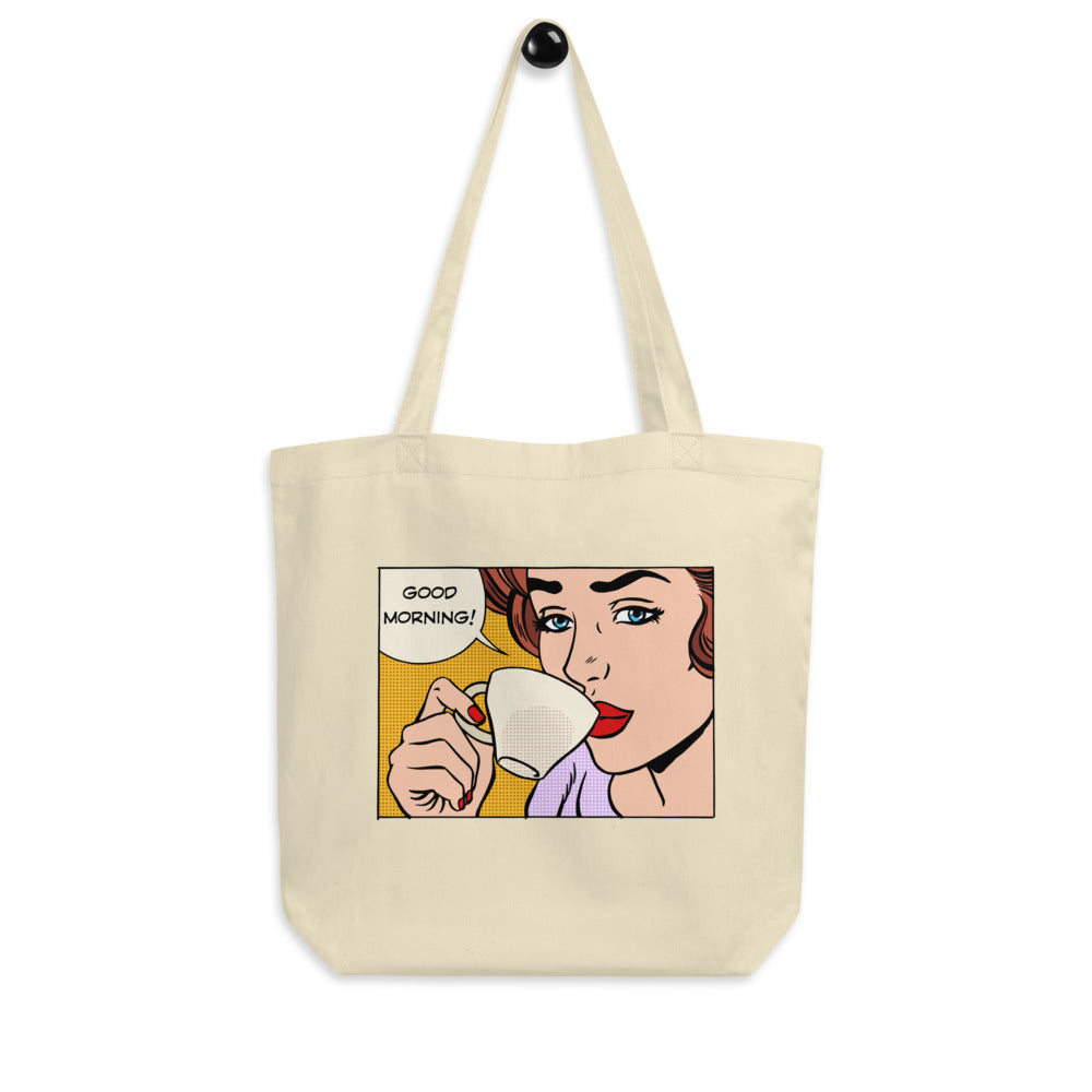 Eco-Friendly Good Morning Coffee Tote Bag - Reusable Grocery Shopping & Beach Tote for Women - Perfect for Coffee Lovers, Groceries, Picnics & Daily Use